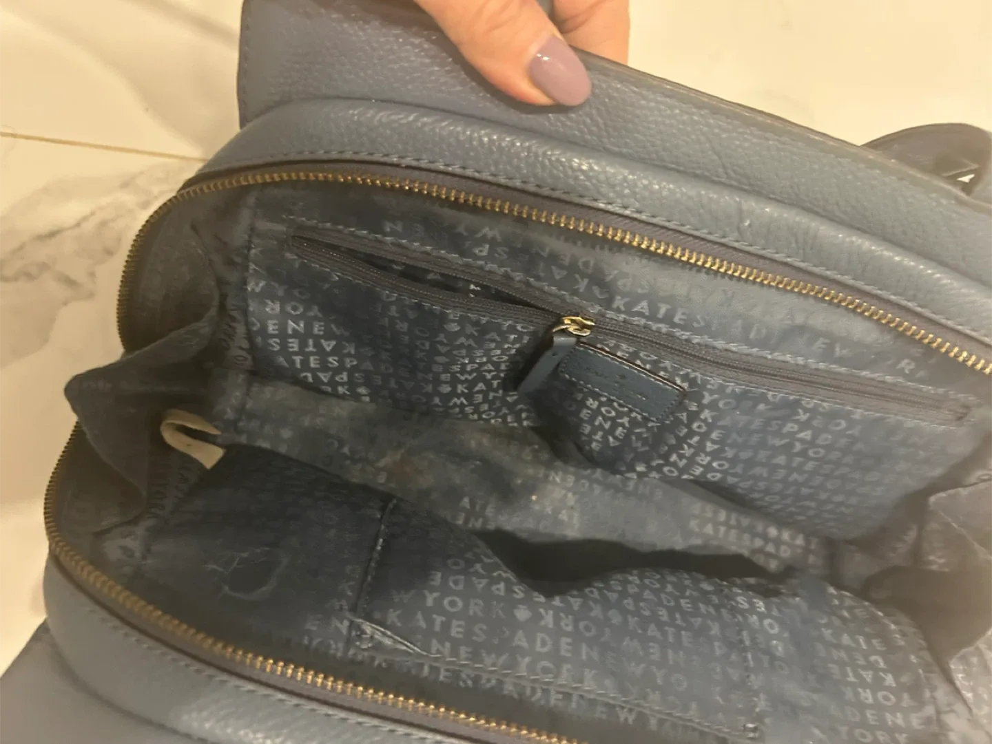 Kate Spade Blue Leather Satchel image indicator(3)