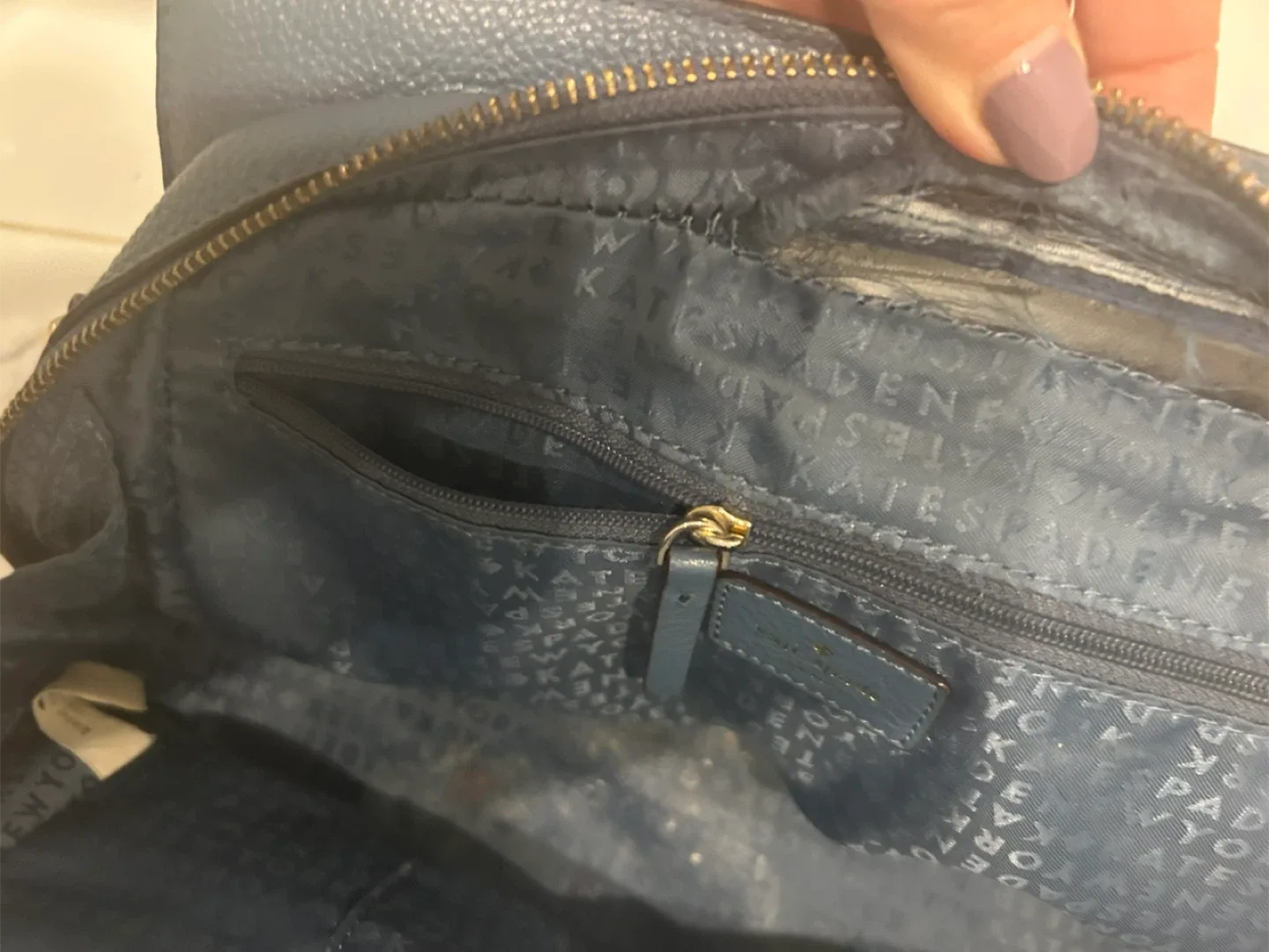 Kate Spade Blue Leather Satchel image indicator(5)