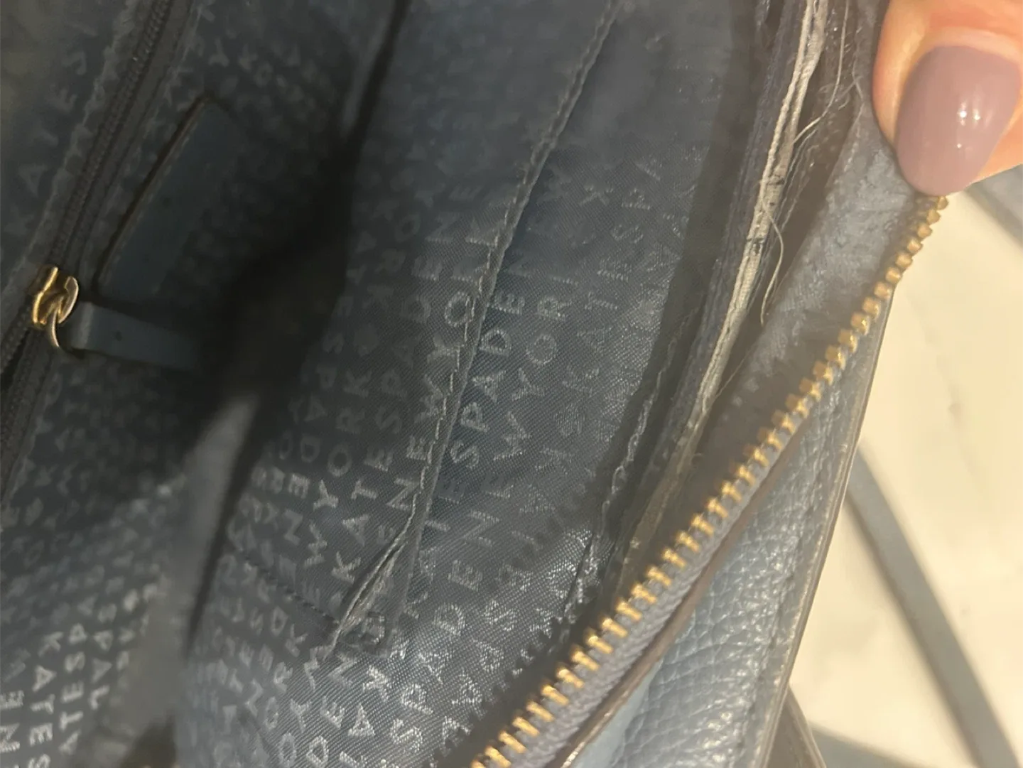 Kate Spade Blue Leather Satchel image indicator(4)