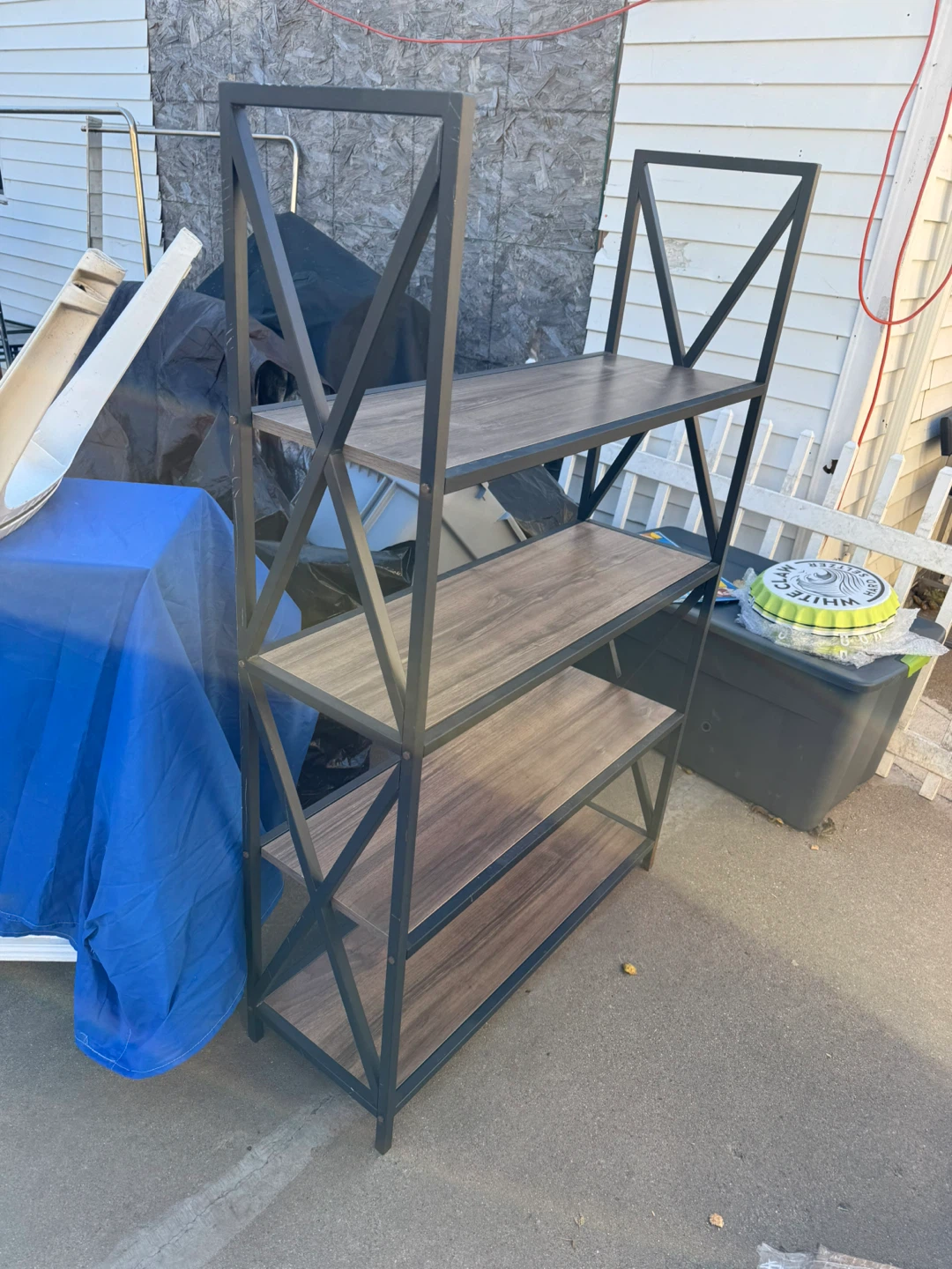4-Tier Bookshelf, Black Metal Frame - photo 2