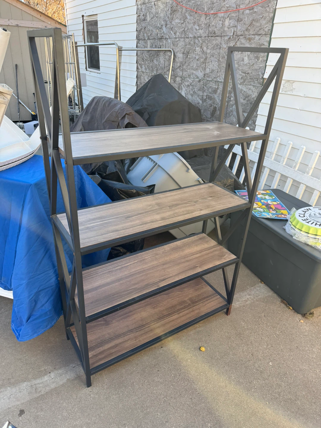 4-Tier Bookshelf, Black Metal Frame