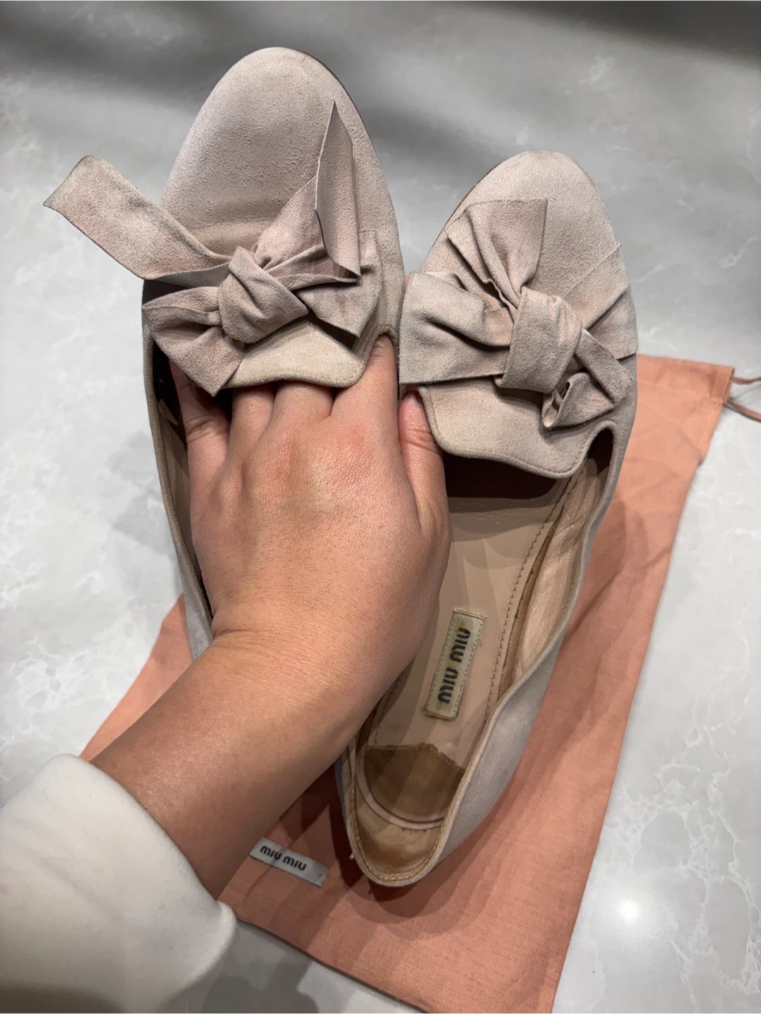 Miu Miu Embellished Suede Loafers, Size 37.5