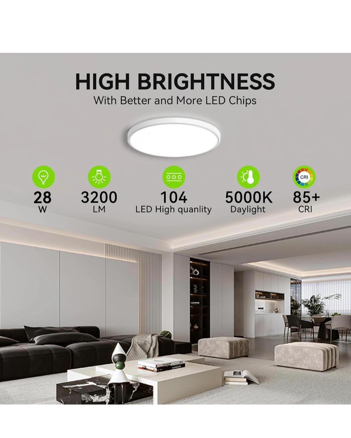 12 inch LED Ceiling Light, 5000K Daylight 6 pack - photo 2