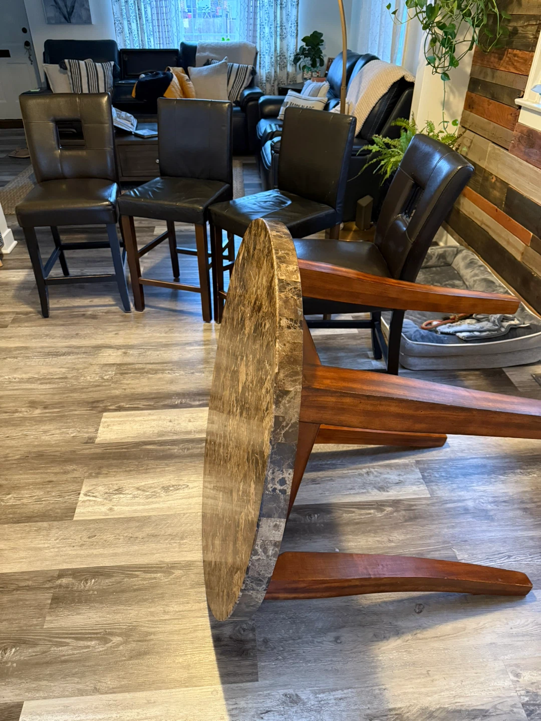 Round Dining Table with 4 Chairs - Brown