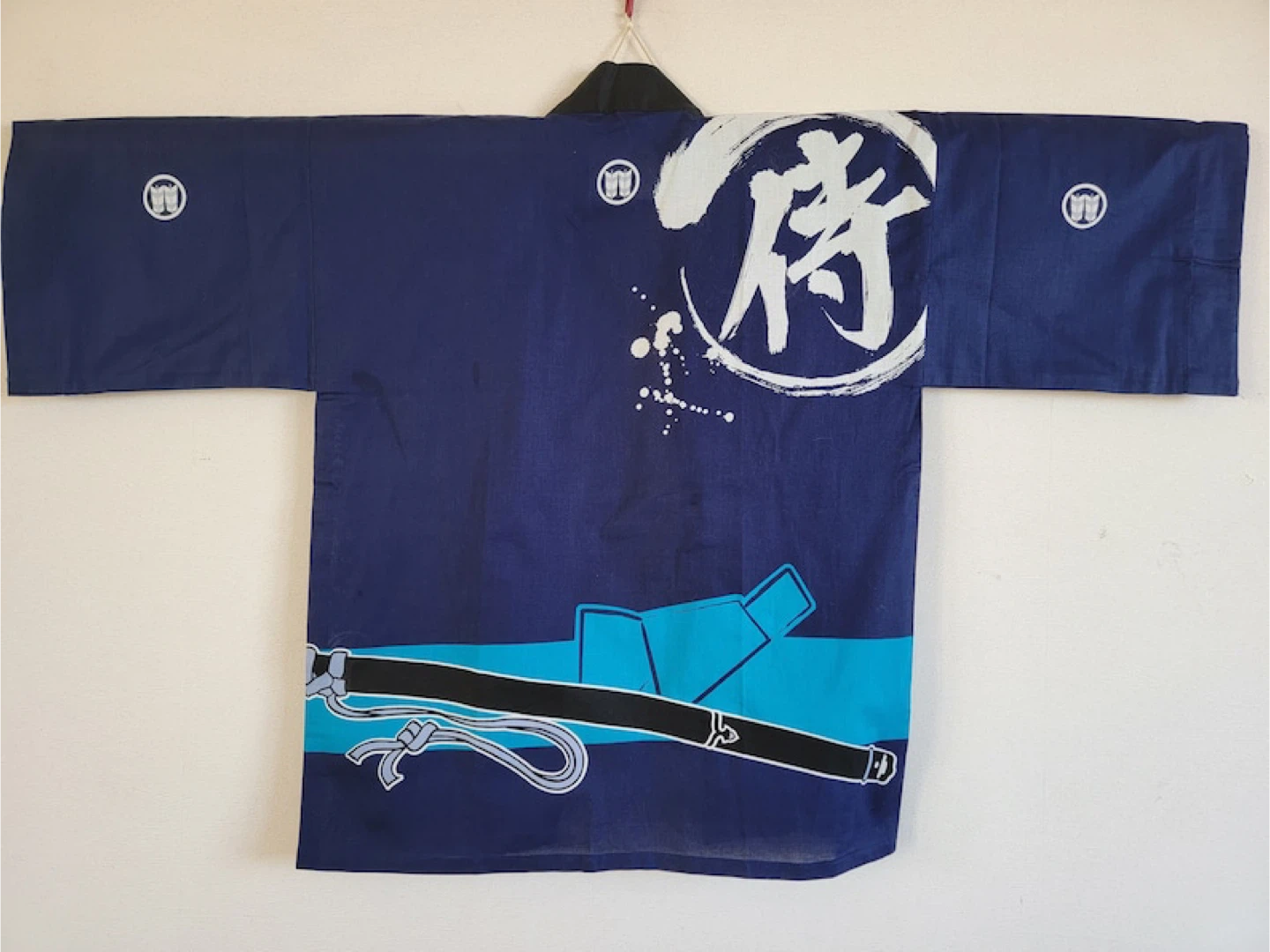 Festival Hanten Happi Coat, M Samurai Kanji Pattern - photo 2