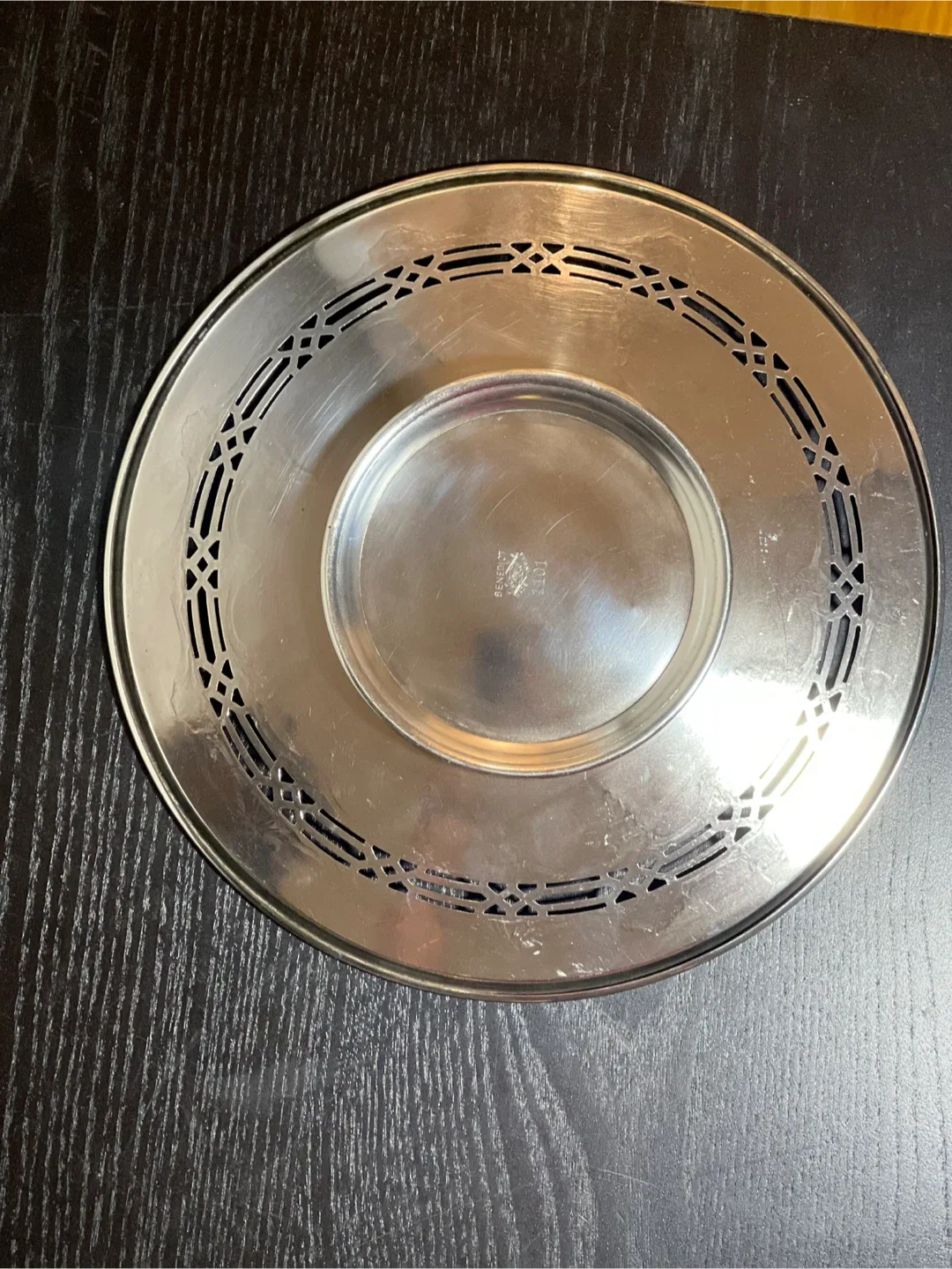 Vintage Benedict 1101 Silver Plated Pierced Plate image indicator(3)