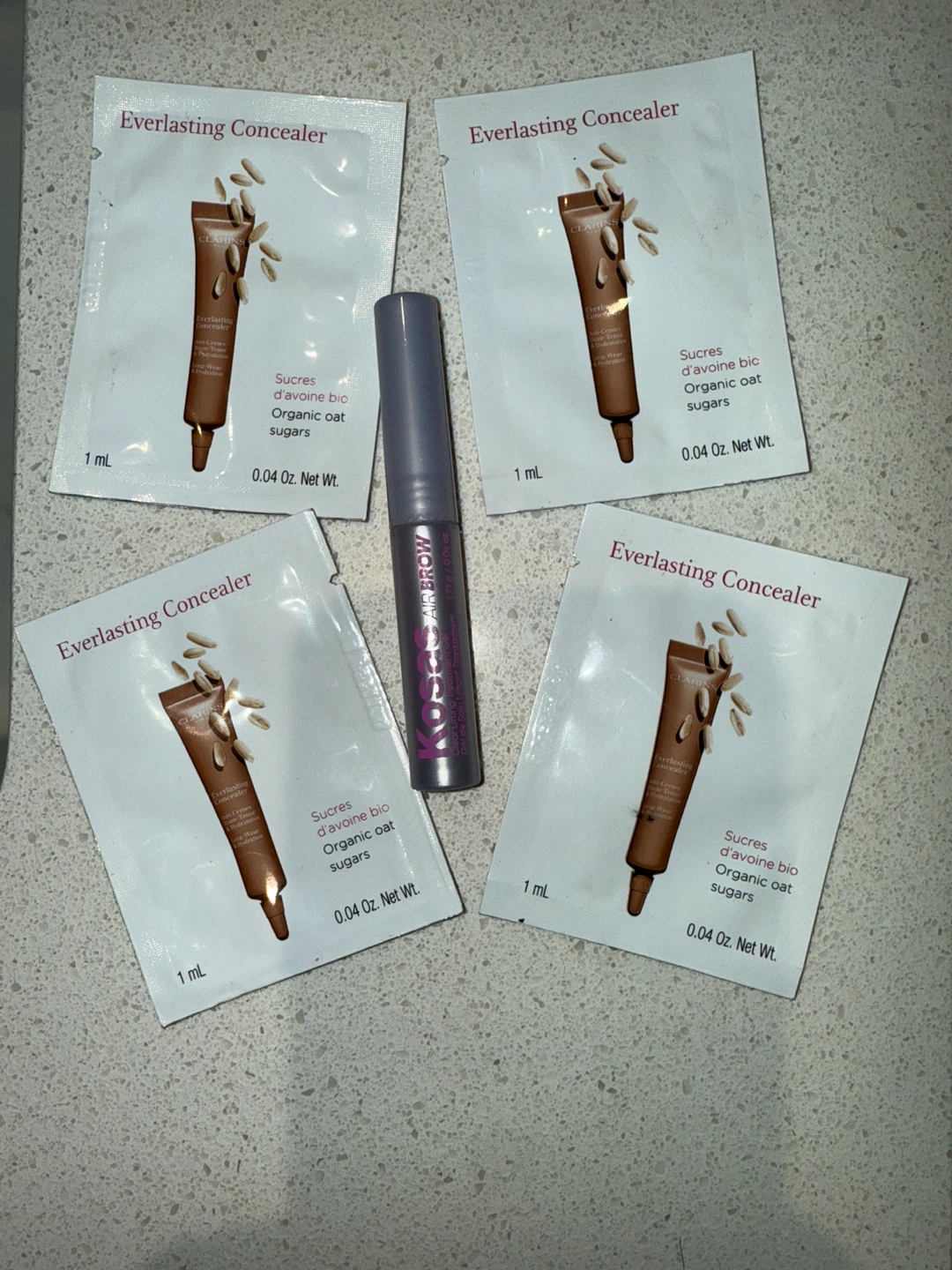 Clarins Everlasting Concealer Samples + Kosas Air Brow