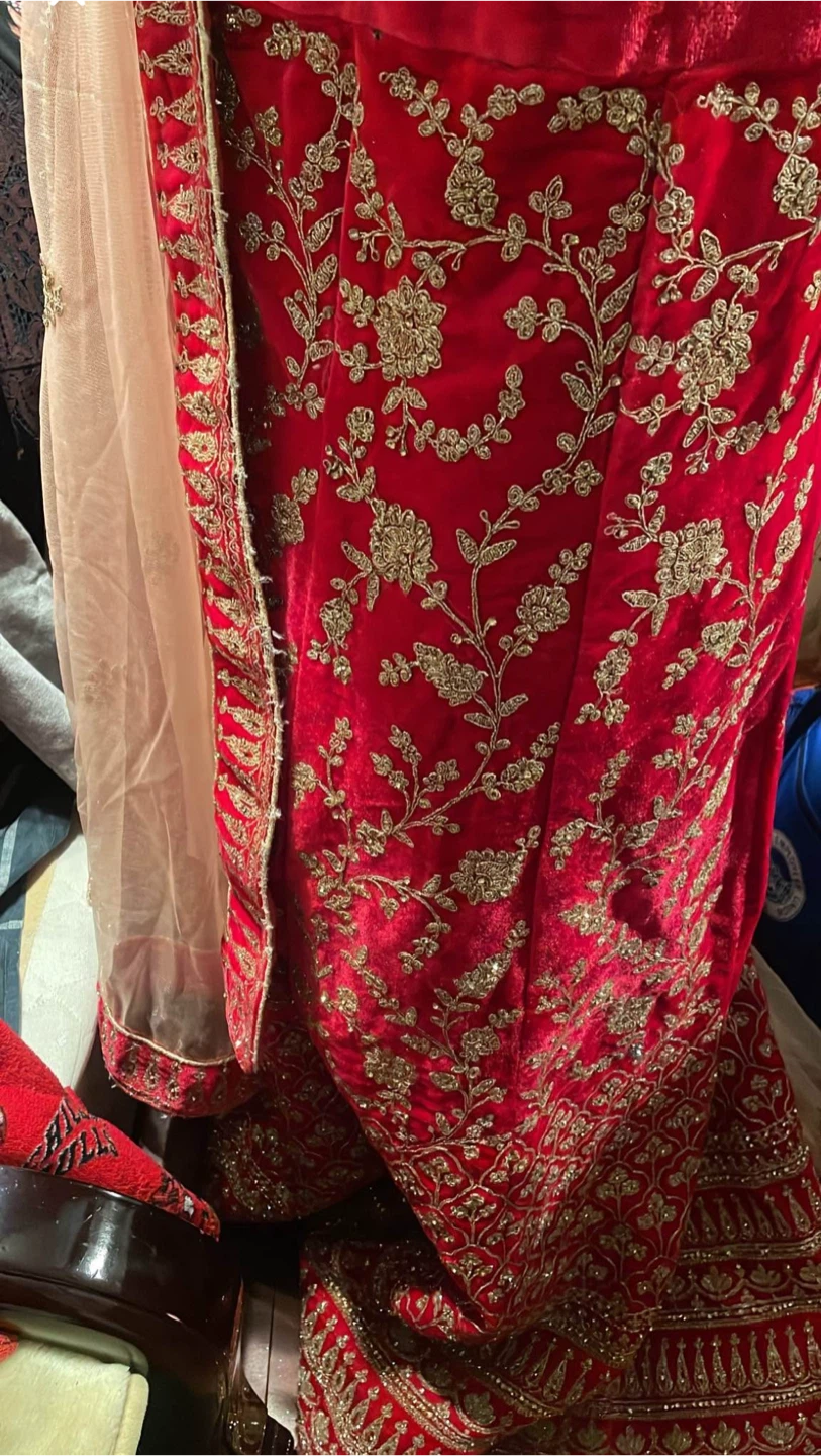 Hot pink velvet lengha - photo 2