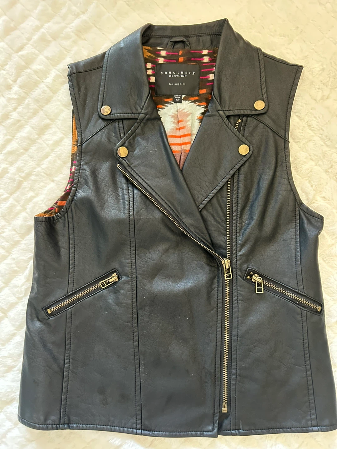 Sanctuary Clothing Black Leather Vest - Size XS