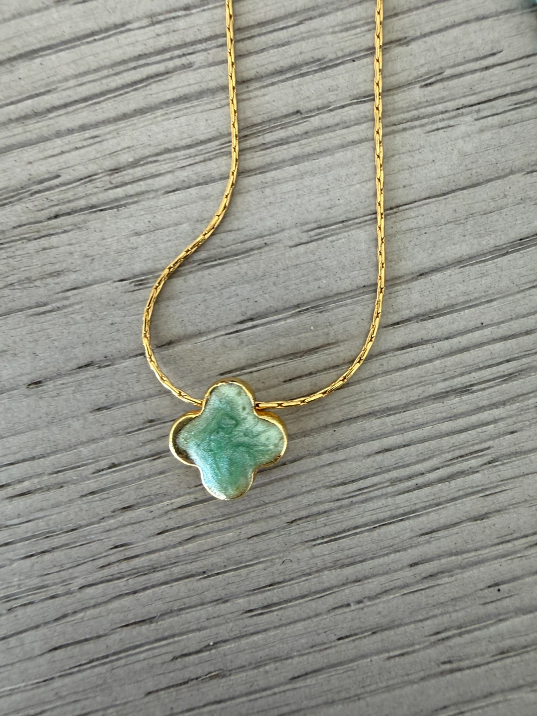 Gold Tone Necklaces - Turquoise & Clover - photo 4