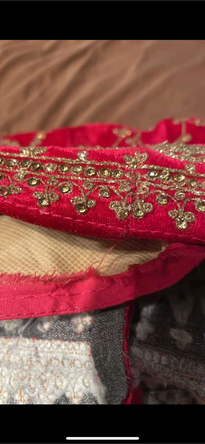 Hot pink velvet lengha - photo 5