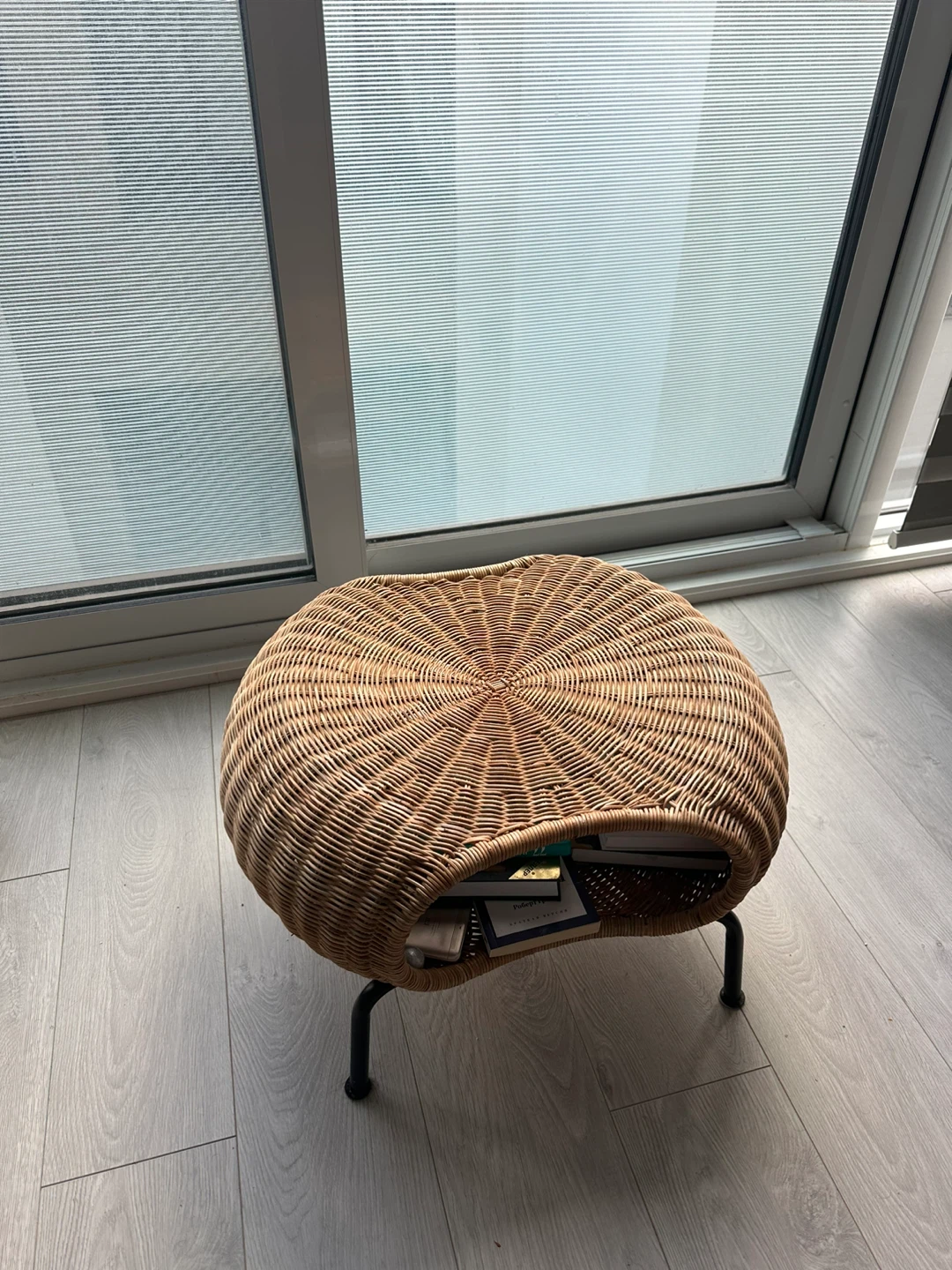Ratan footstool with storage
