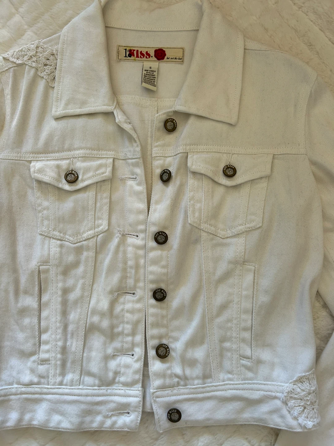 1st Kiss White Denim Jacket - Size S - photo 2