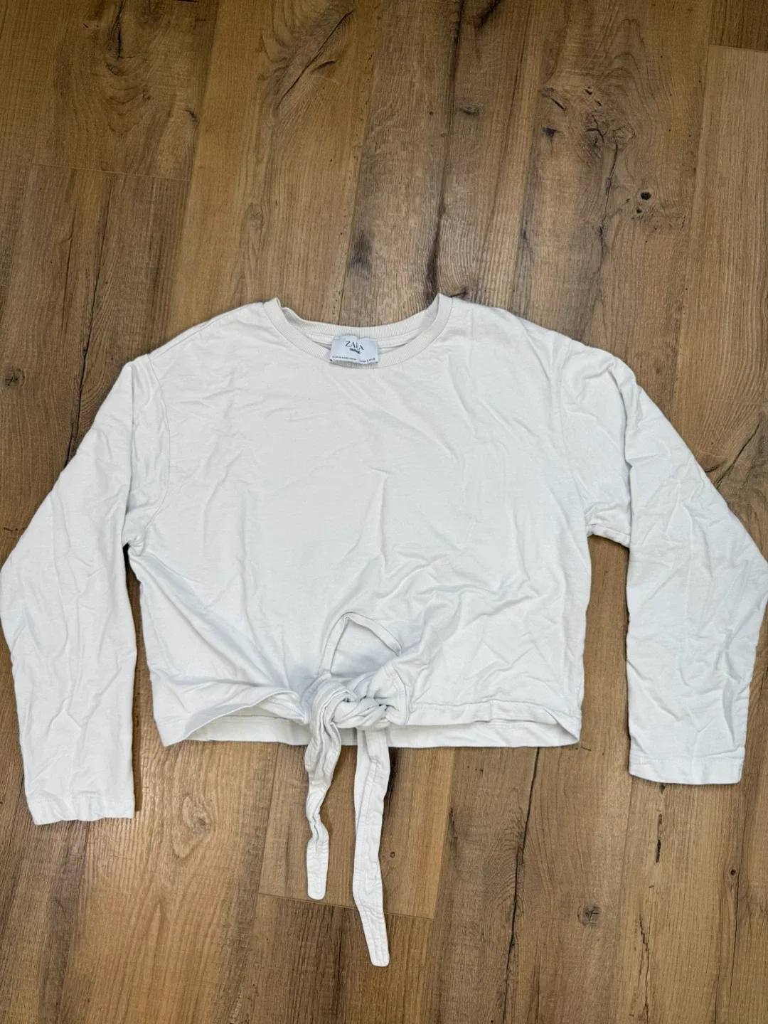 Zara Trafaluc White Long Sleeve Top - Size S