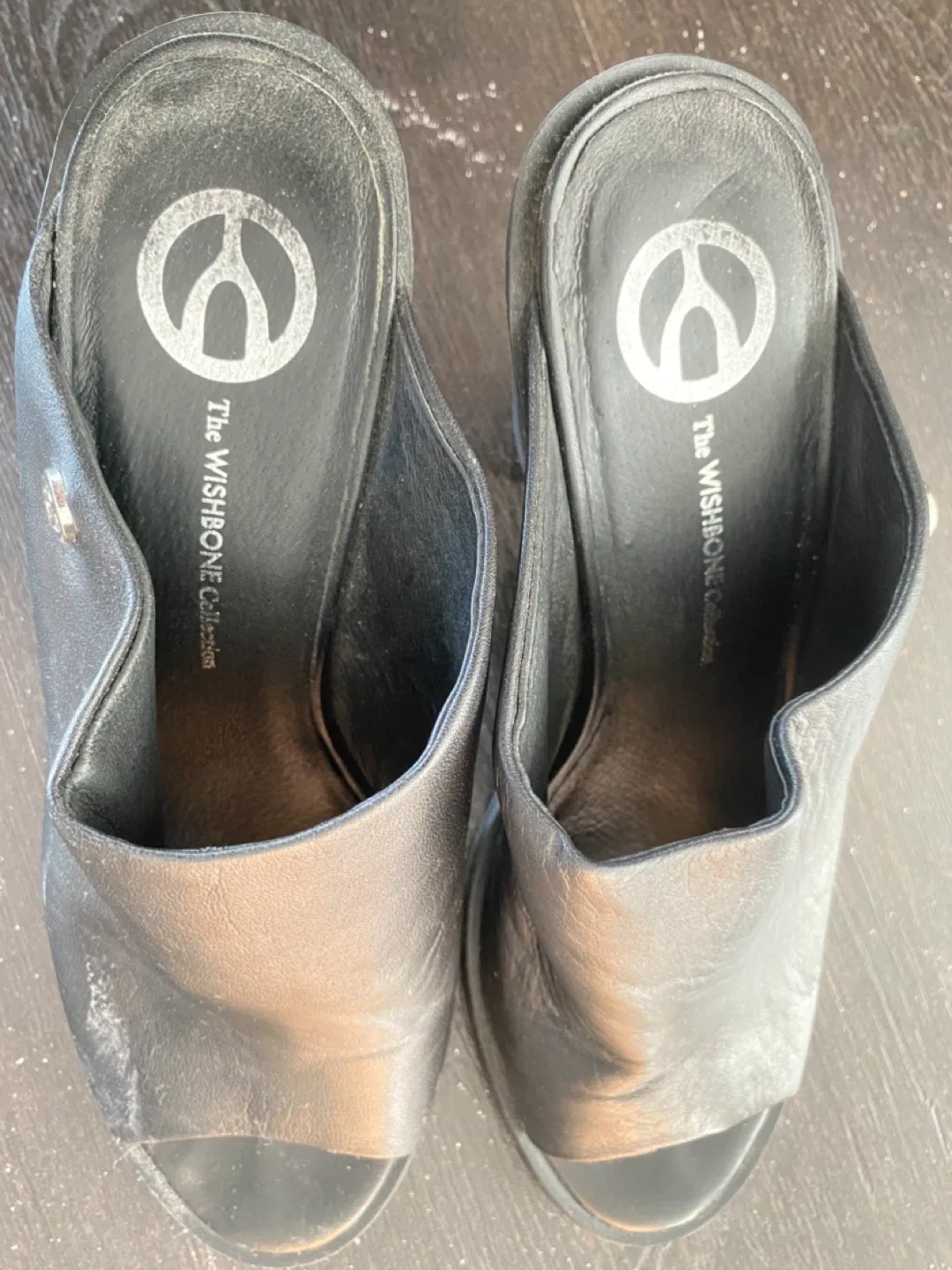 The Wishbone Collection Black Leather Mules - Size 8 image indicator(2)