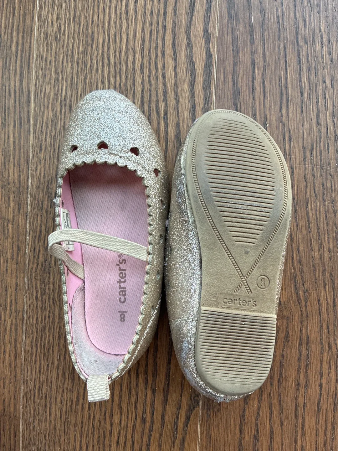 Carter's Gold Glitter Ballet Flats - Size 8 Girls shoes Toddler image indicator(3)