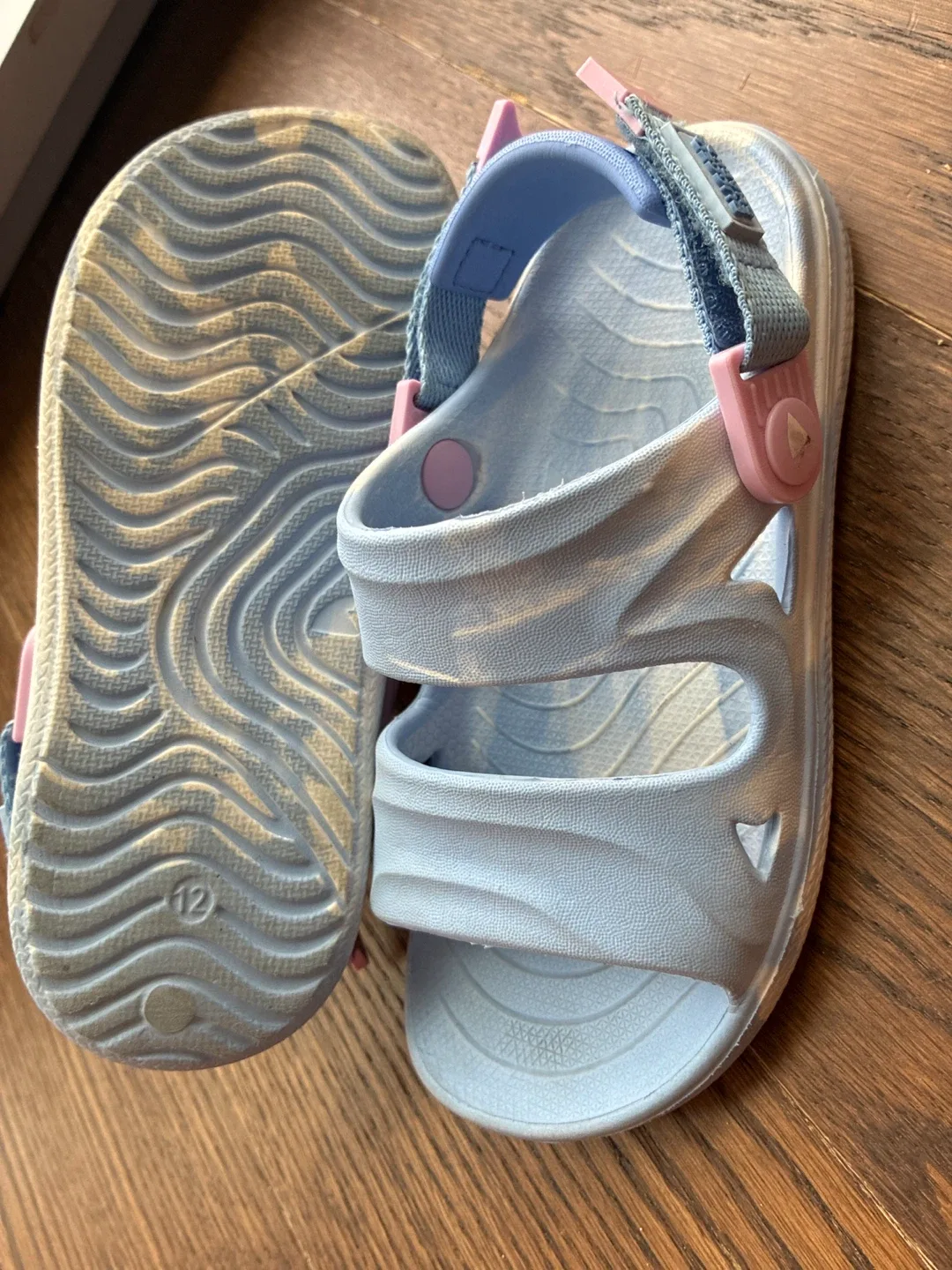 Rugged Shark Kids Toddler Sandals - Size 12 Blue White Adjusts image indicator(3)