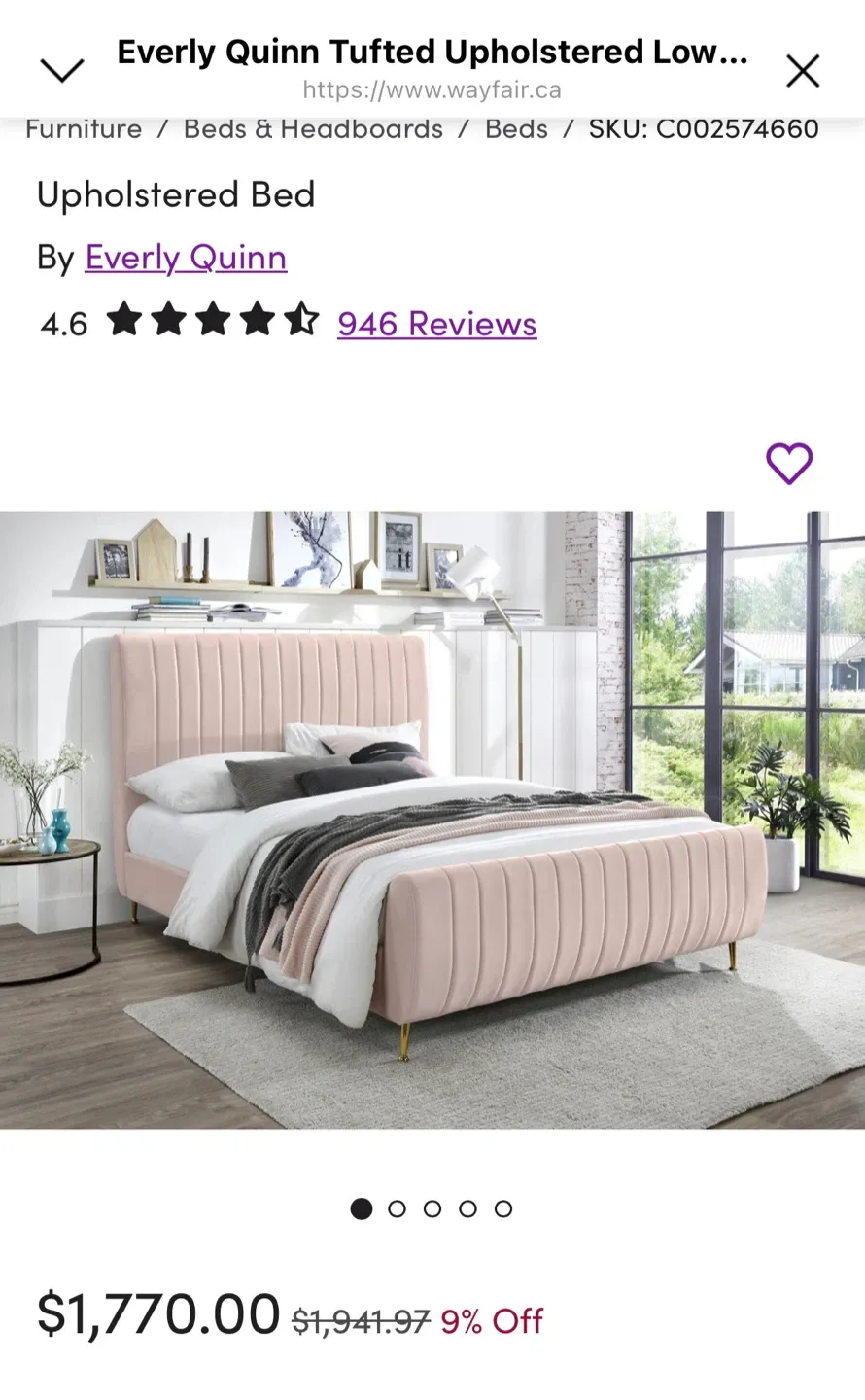 Everly Quinn Tufted Upholstered Low Platform Bed