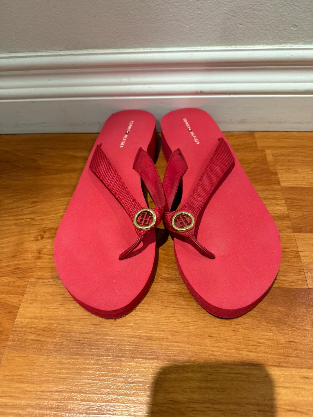 Tommy Hilfiger Red Flip Flops - Size 9 thumbnail