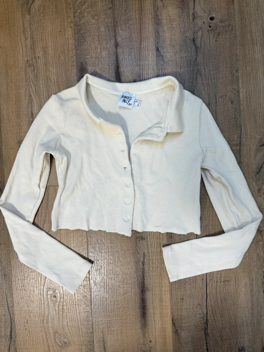 Princess Polly Cream Cardigan - Size 2