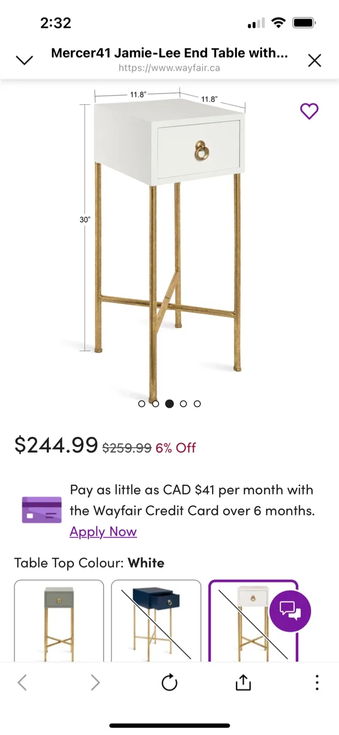 Mercer41 Jamie-Lee End Table - White image indicator(2)