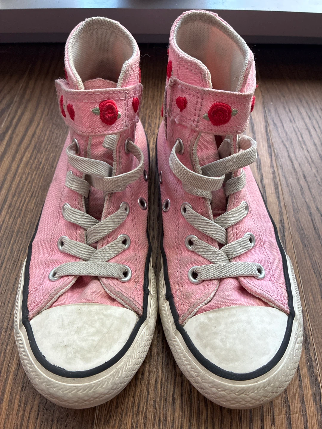 Girls Converse All Star Pink High-Top Sneakers - Youth Size 13