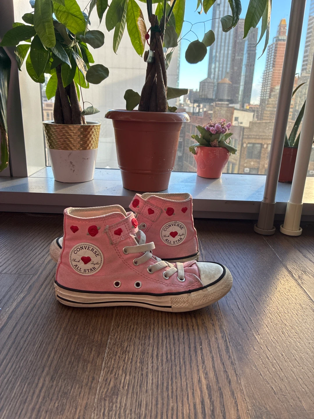 Girls Converse All Star Pink High-Top Sneakers - Youth Size 13 - photo 2