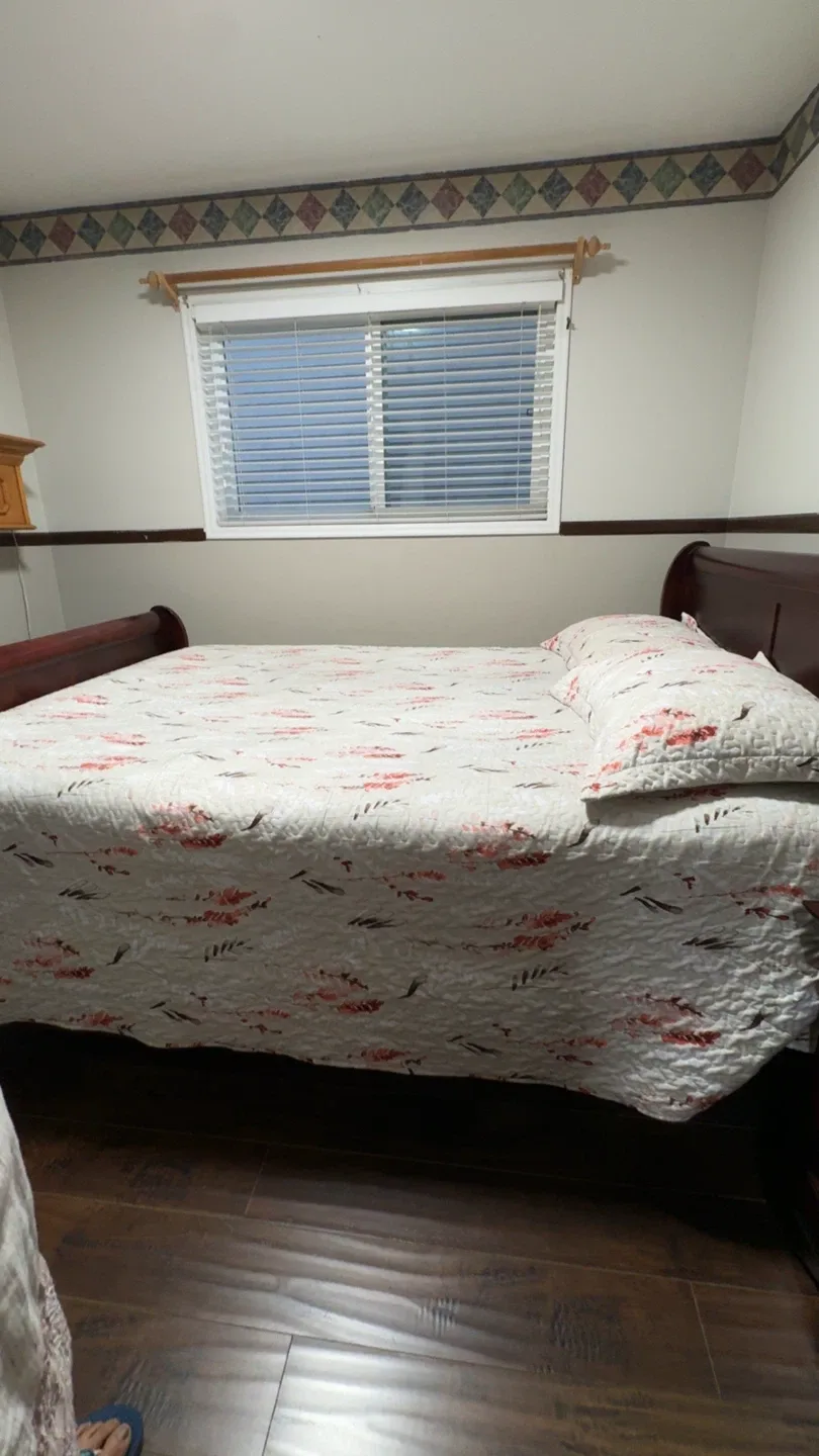 Cherry colour bed queen size with Mattres on sale 450 image indicator(2)