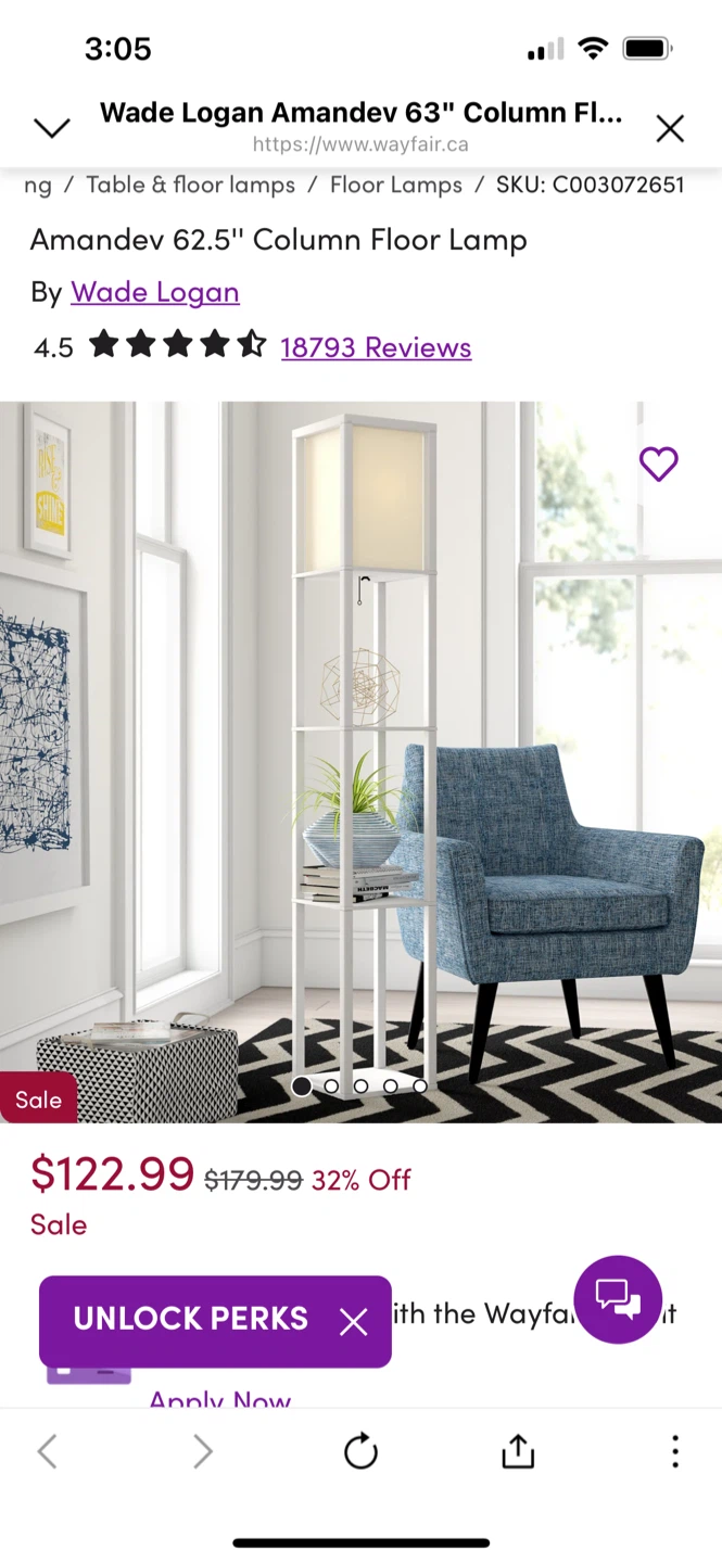 Wade Logan Amandev 62.5" Column Floor Lamp