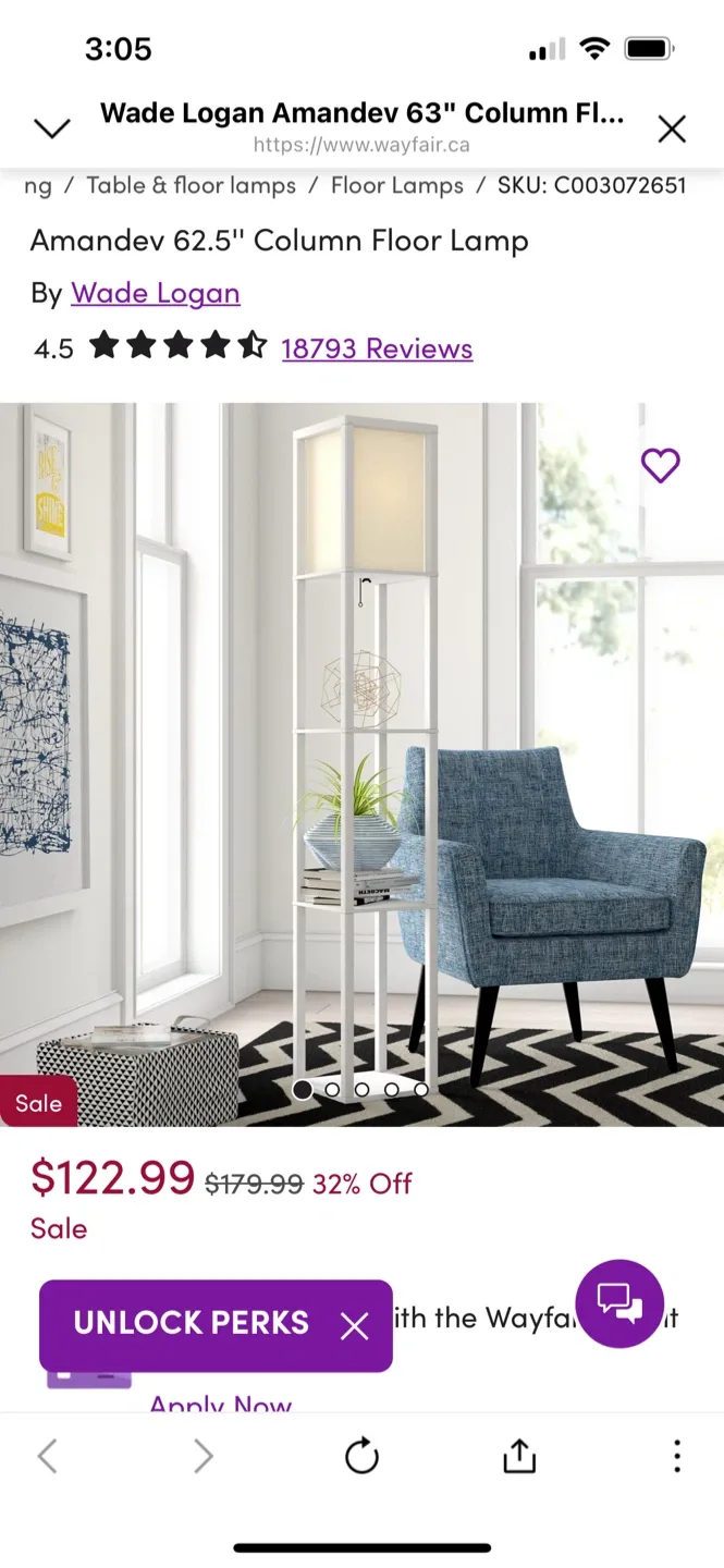 Wade Logan Amandev 62.5" Column Floor Lamp