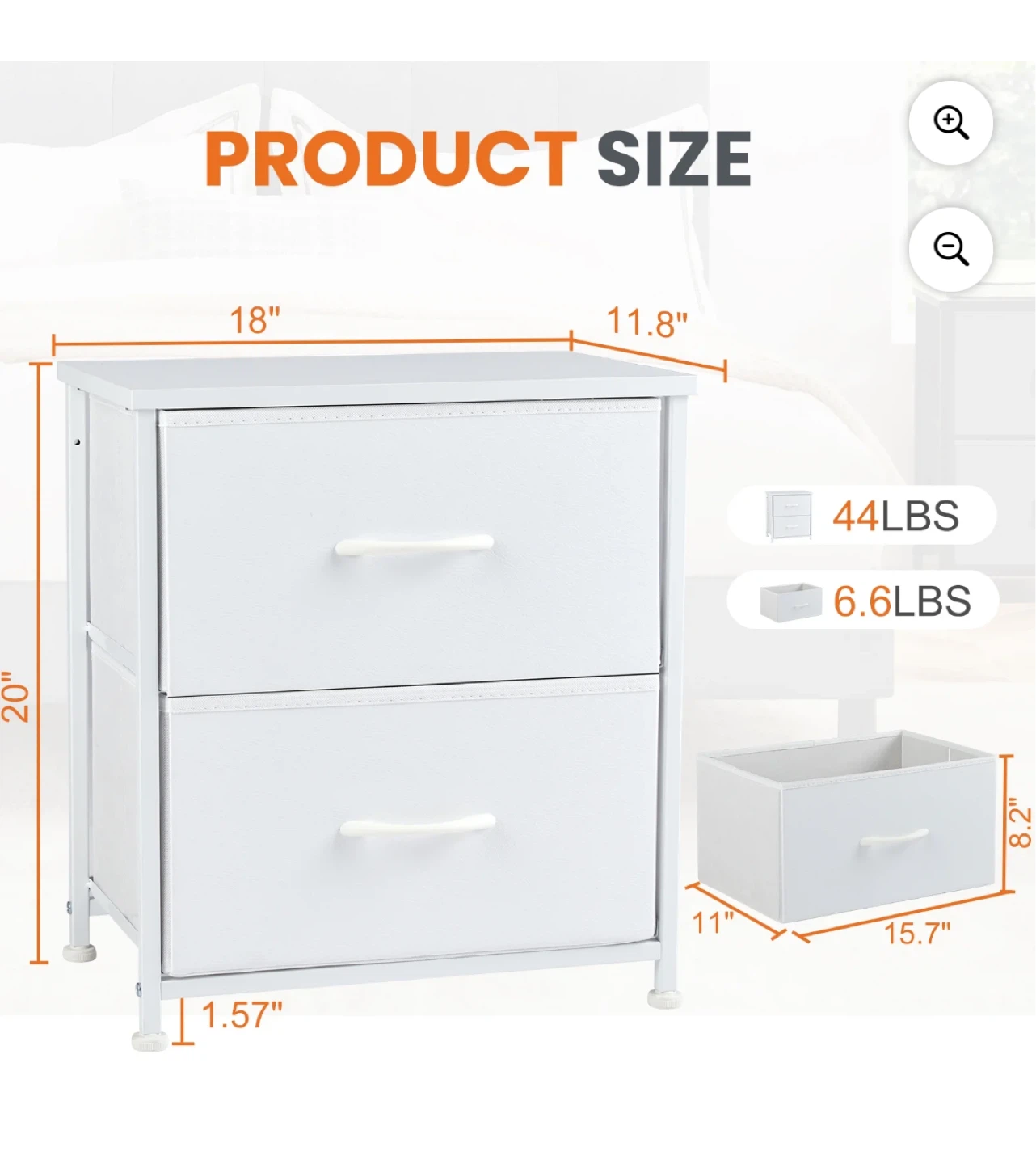 2-Drawer Nightstand Fabric Dresser - photo 2