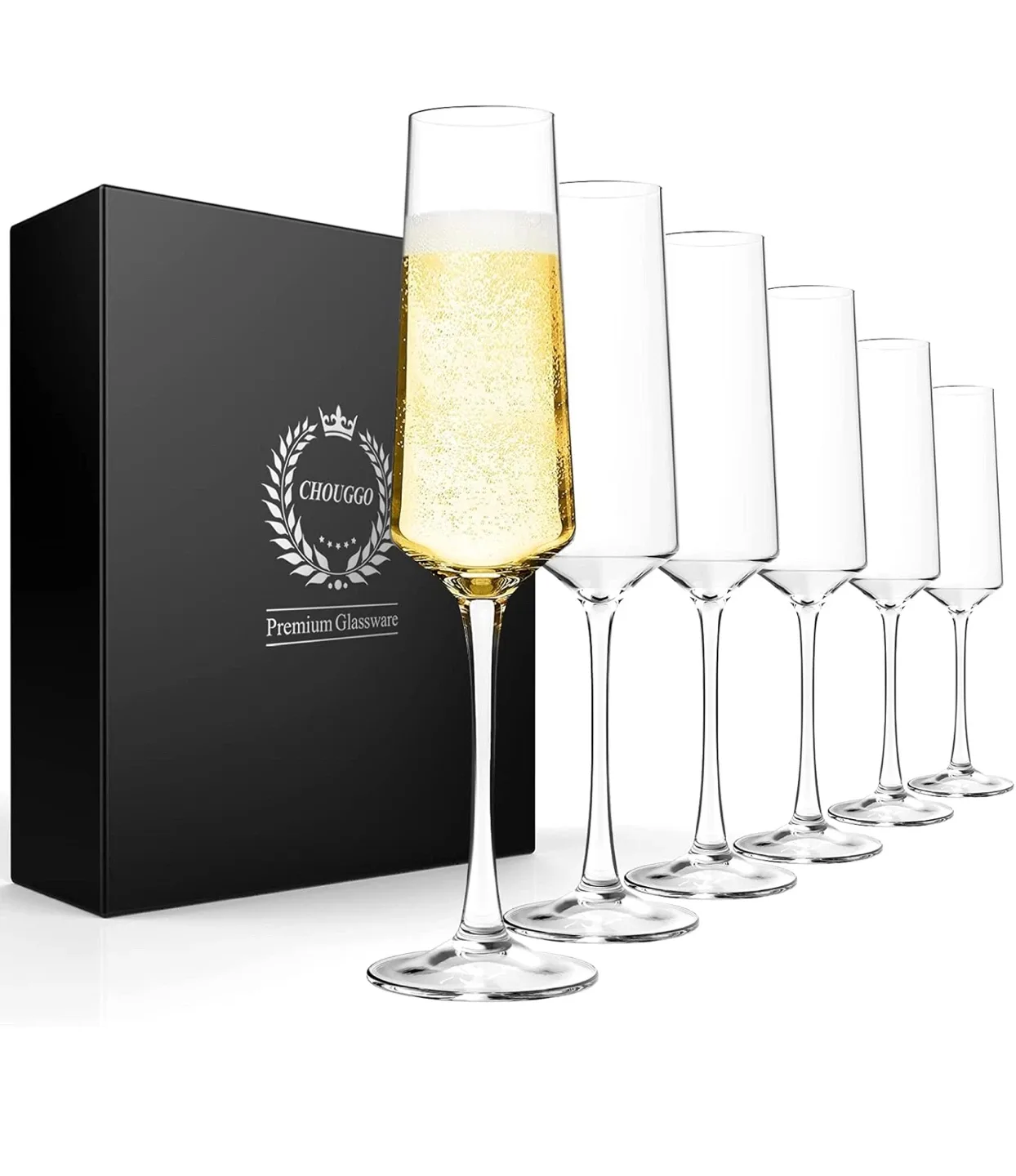 Premium Glassware set, 6 Champagne flutes, Excellent condition image indicator(2)