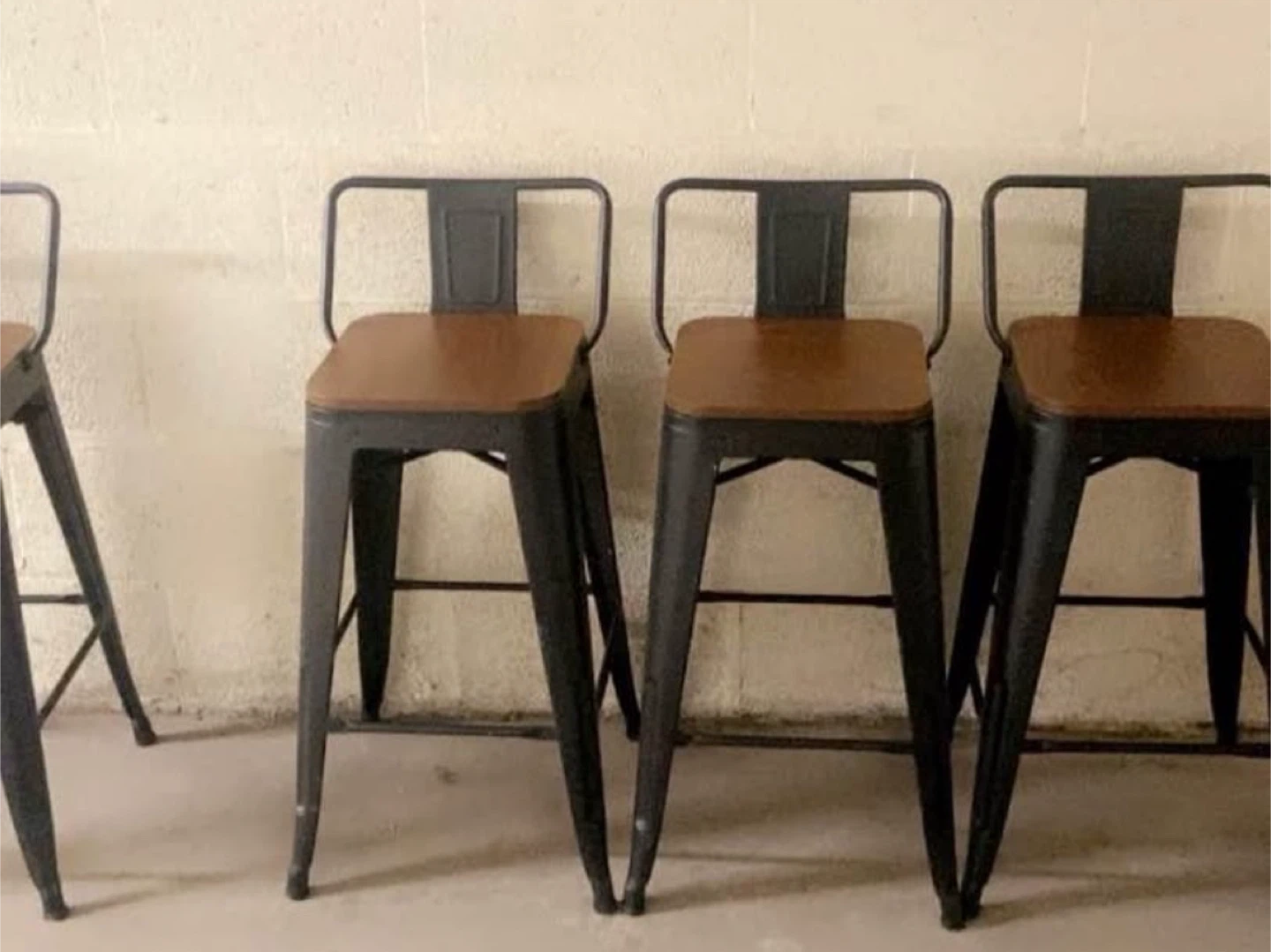 Set of 4 Black Metal Bar Stools - photo 2
