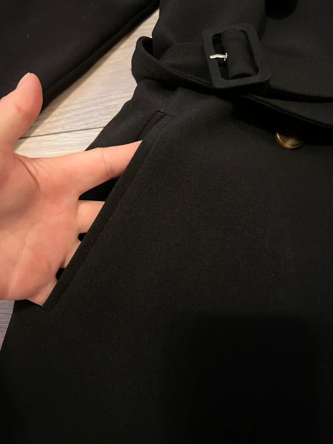 Forever 21 Black Trench Coat - Size S F21 image indicator(5)