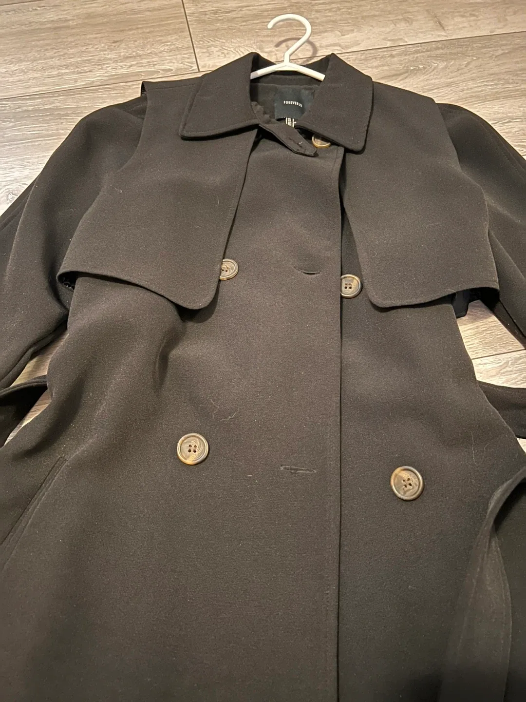 Forever 21 Black Trench Coat - Size S F21 image indicator(6)