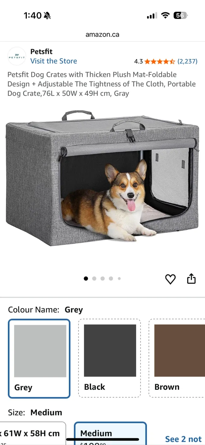 Petsfit Foldable Pet Crate - Medium, Grey image indicator(3)