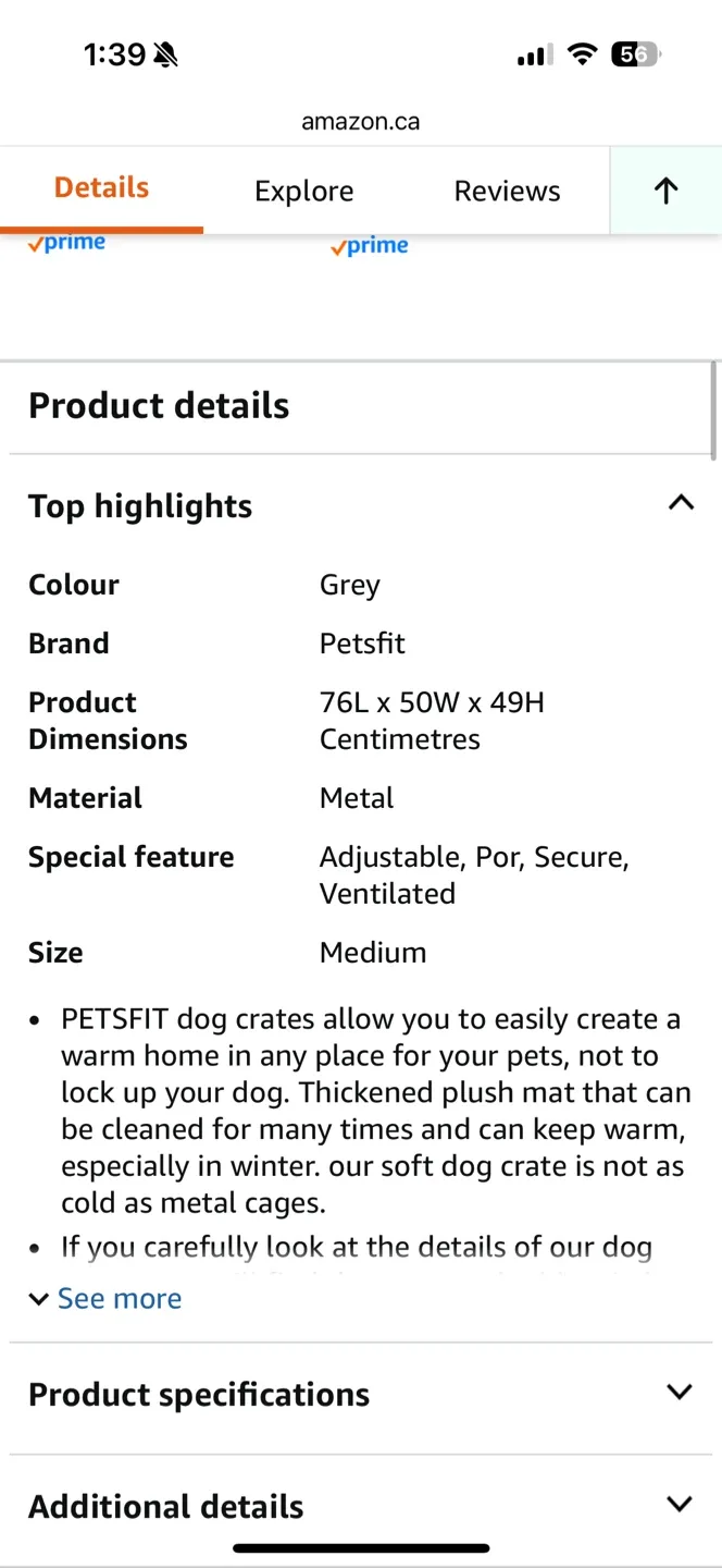 Petsfit Foldable Pet Crate - Medium, Grey image indicator(2)