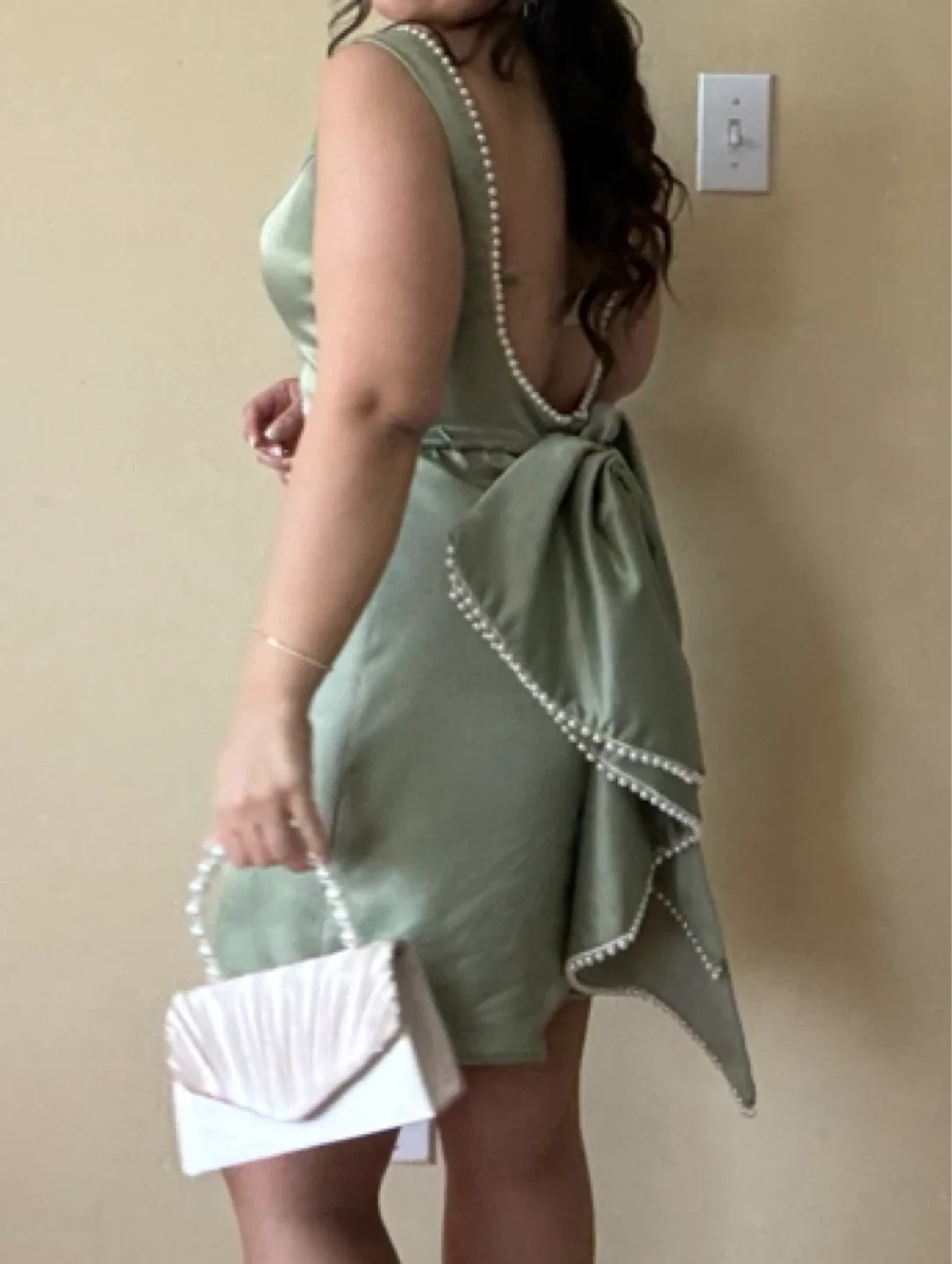 Green Dress with Pearl Detail image indicator(3)