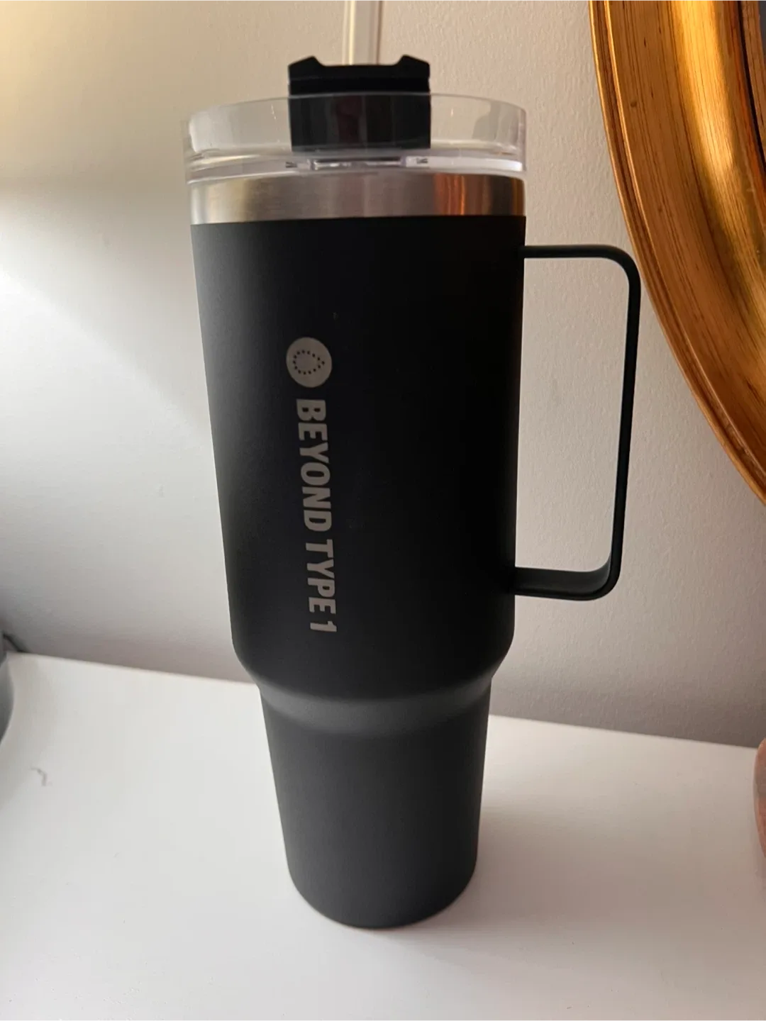 Black Stainless Steel, Double Walled Tumbler with Straw image indicator(3)