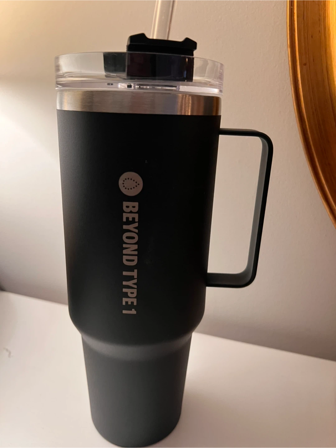 Black Stainless Steel, Double Walled Tumbler with Straw