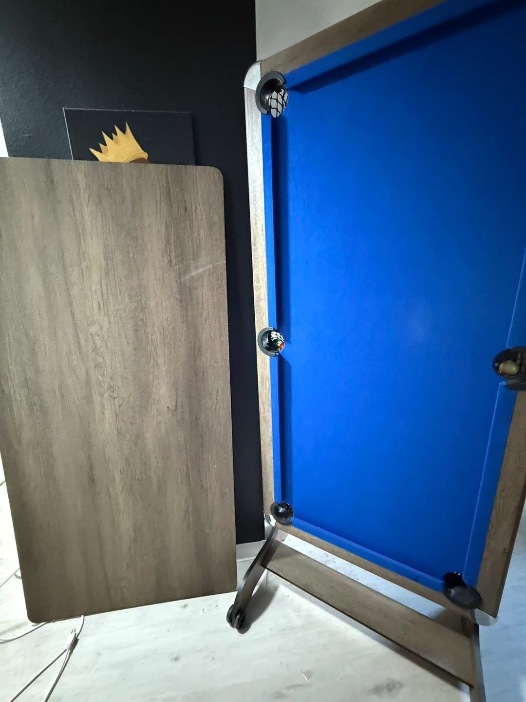Pool Table with Blue Felt