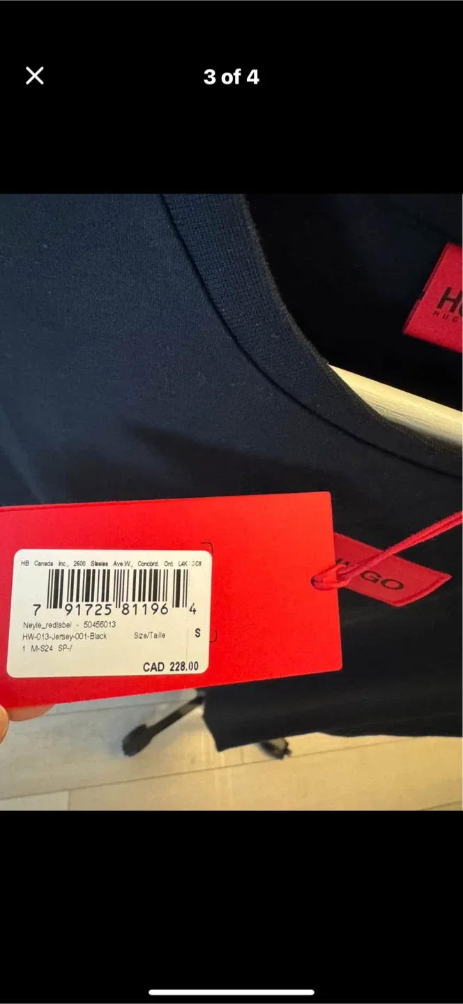 HUGO Black Short Sleeve Dress with Red Accent image indicator(3)