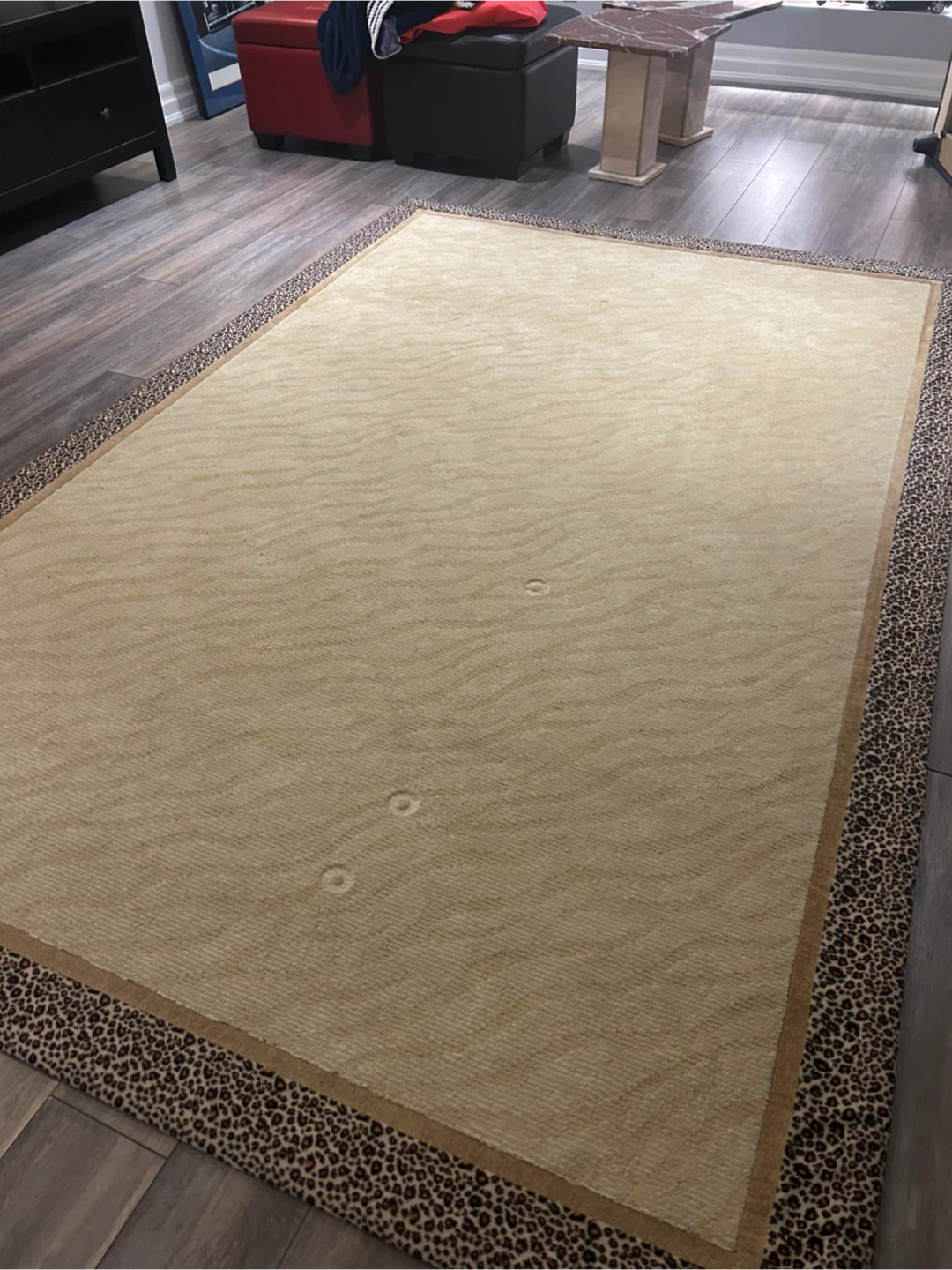 Area Rug - Beige with Leopard Print Border