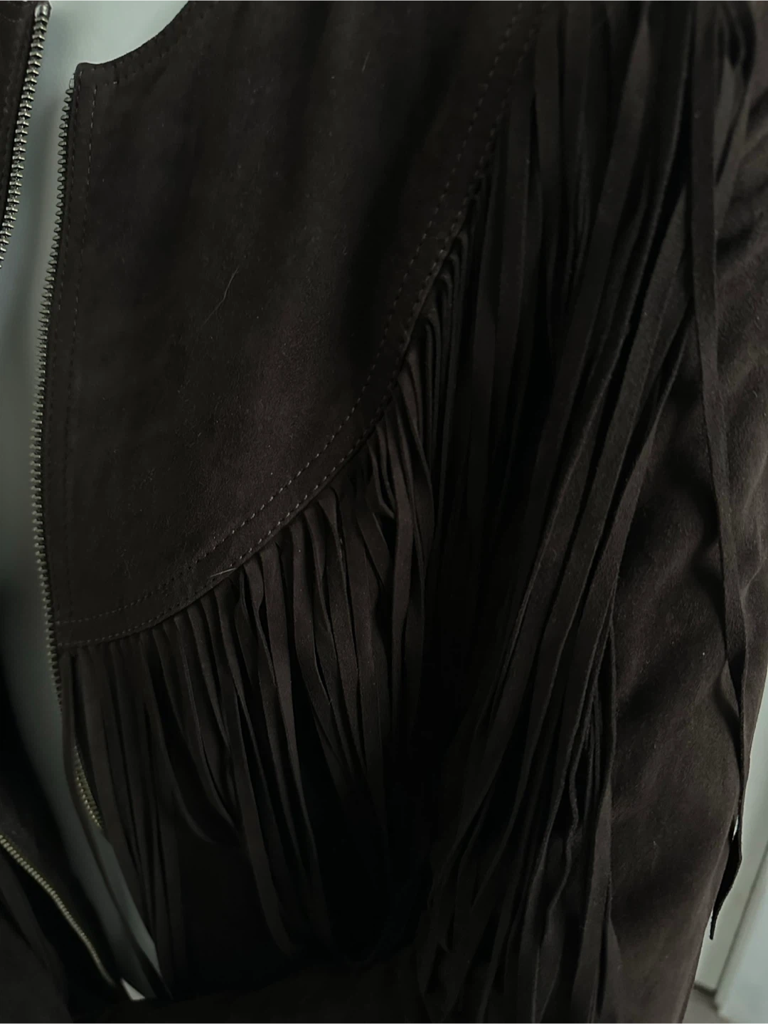 Dark Brown Suede Fringe Jacket - photo 4