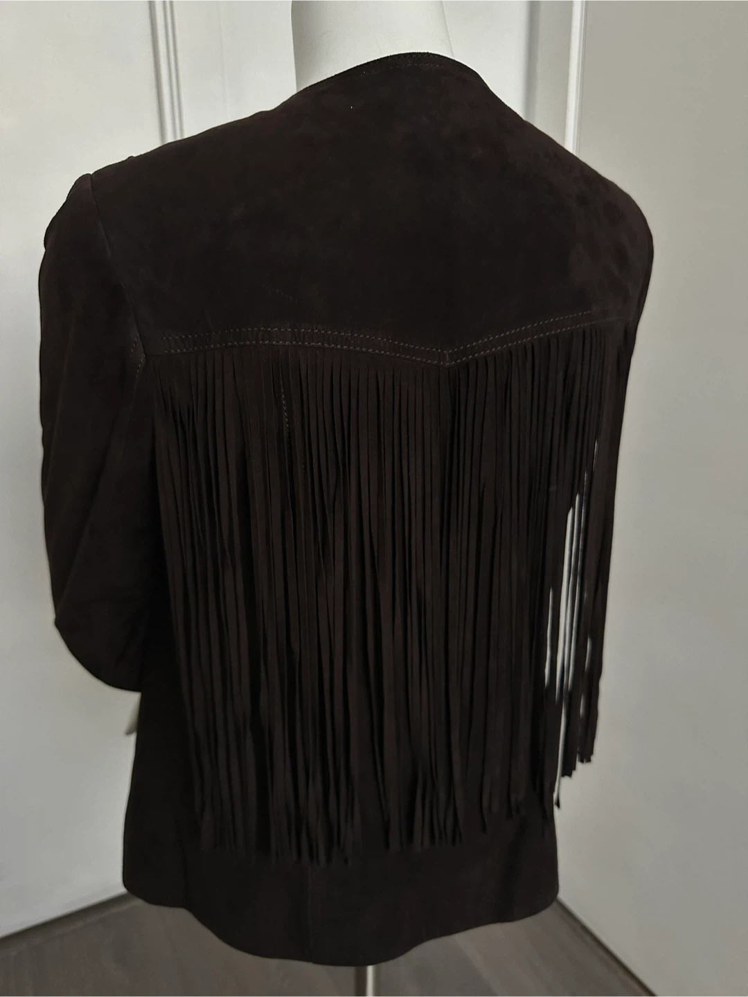 Dark Brown Suede Fringe Jacket - photo 5