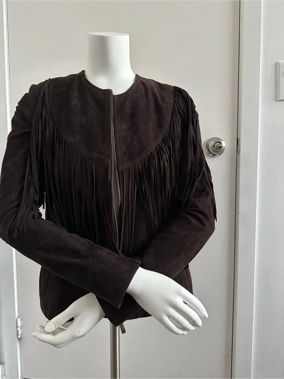 Dark Brown Suede Fringe Jacket