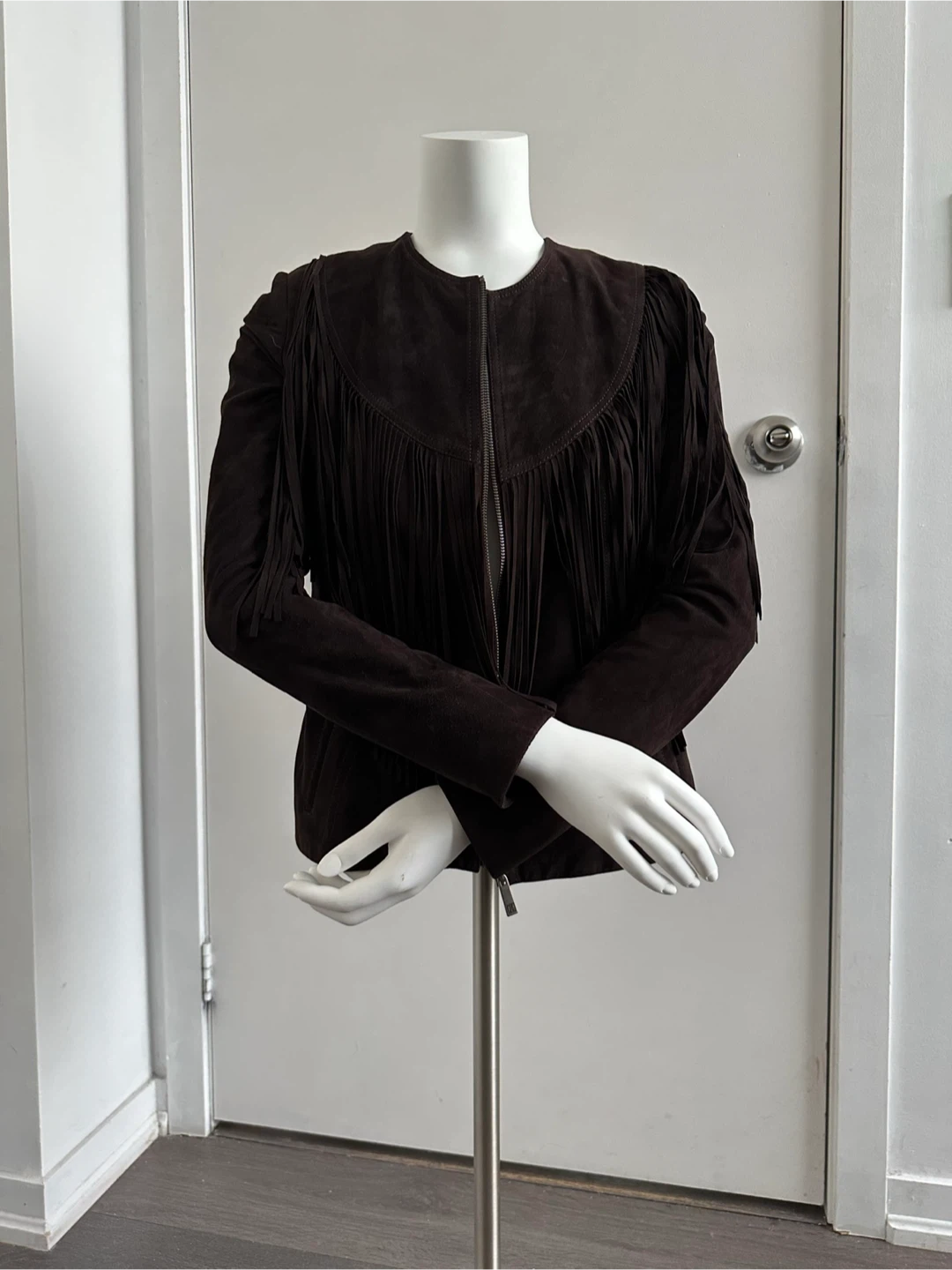 Dark Brown Suede Fringe Jacket - photo 2