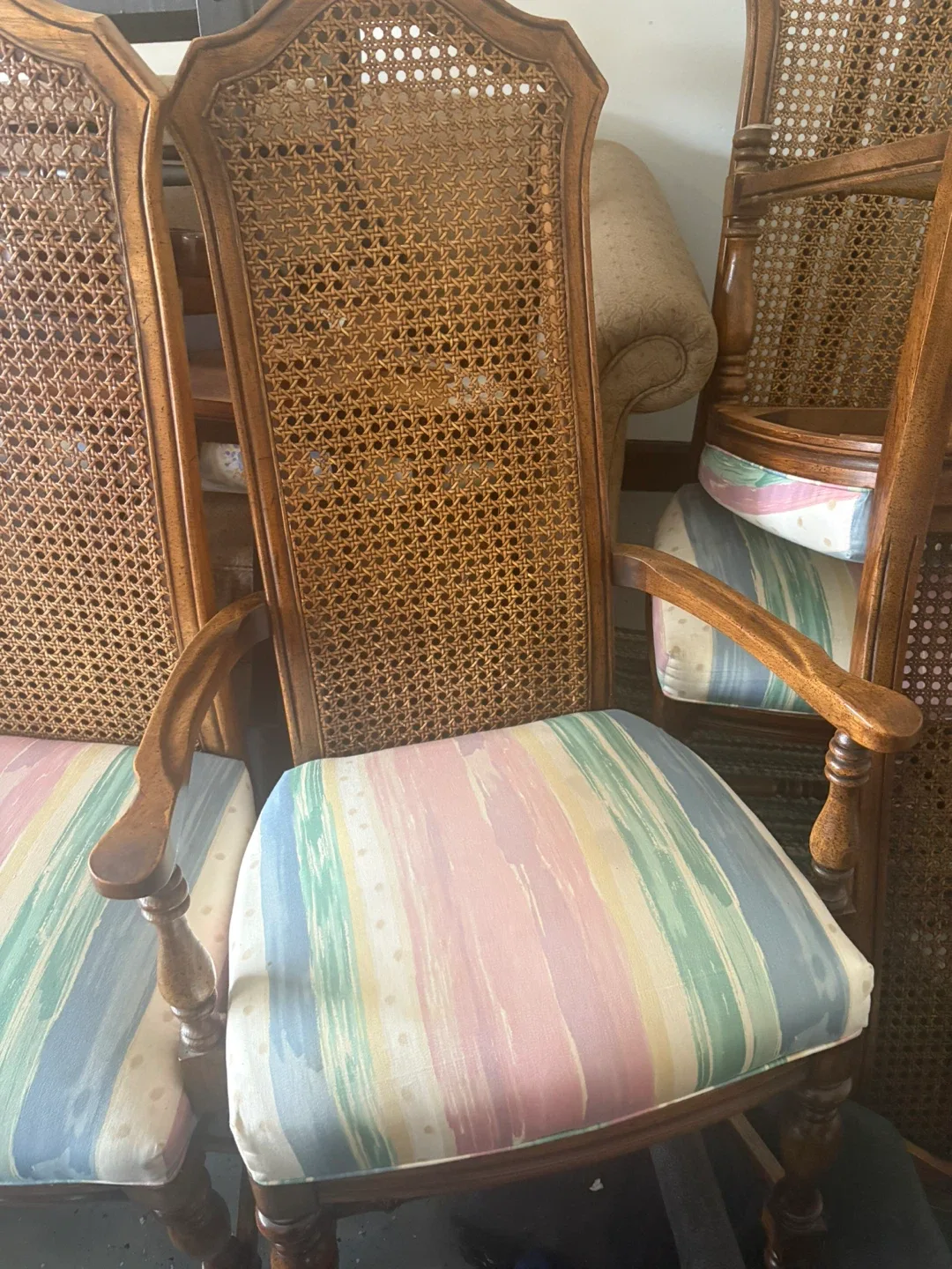 Vintage Wicker Back 6 Dining Chairs image indicator(2)