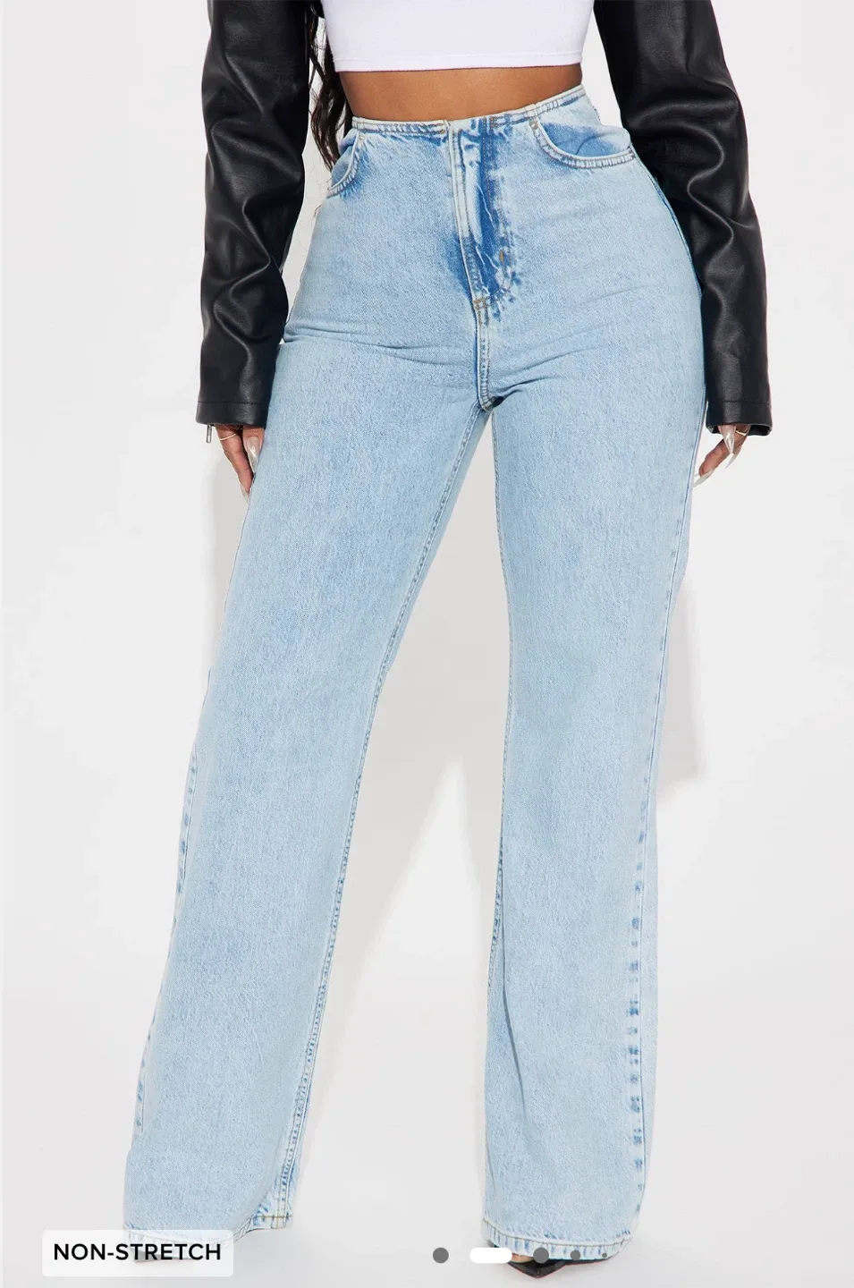 Fashion Nova | Alysia Baggy Flare Jeans - Light Wash image indicator(2)