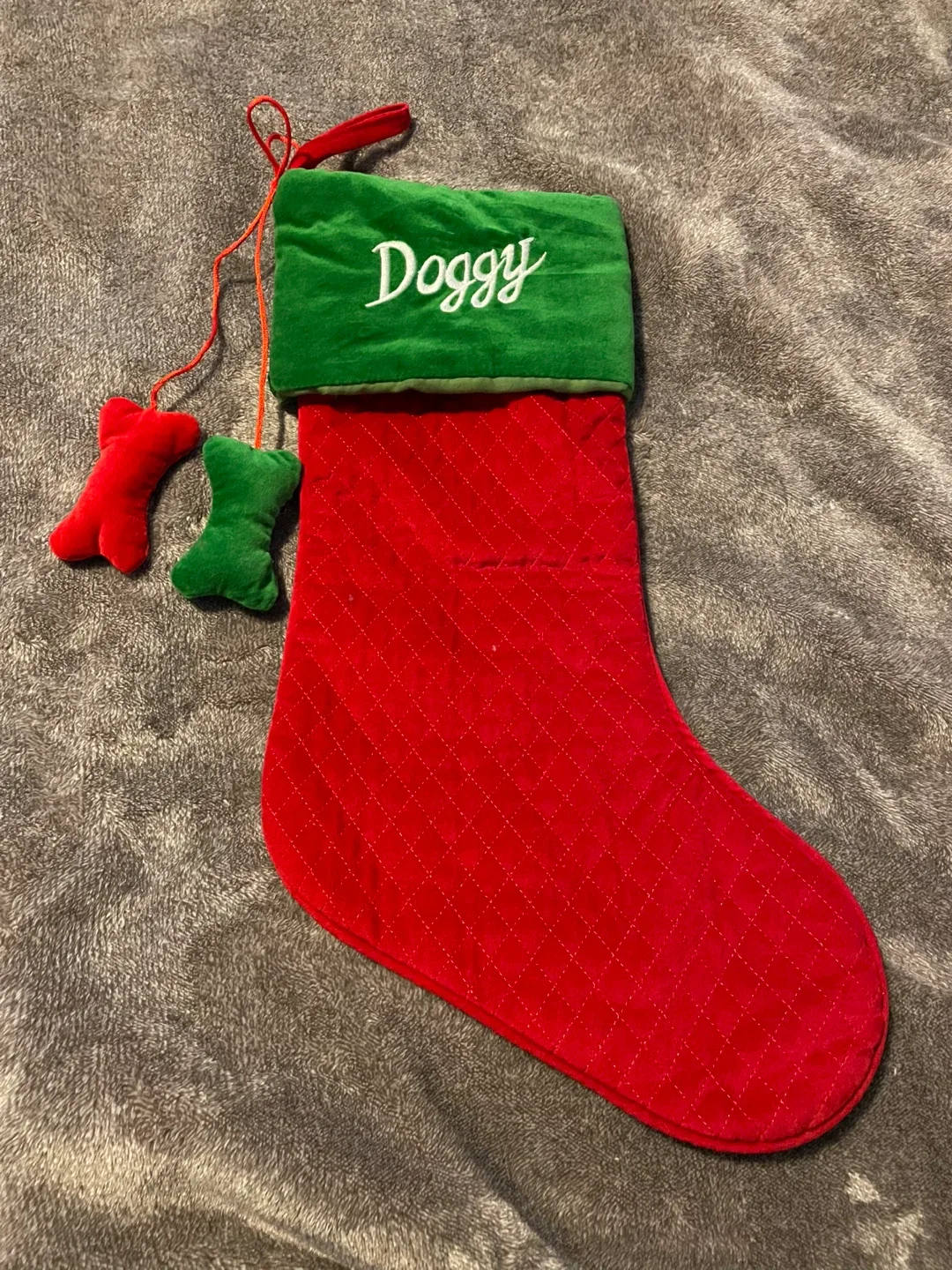 Doggy Christmas Stocking - Red & Green